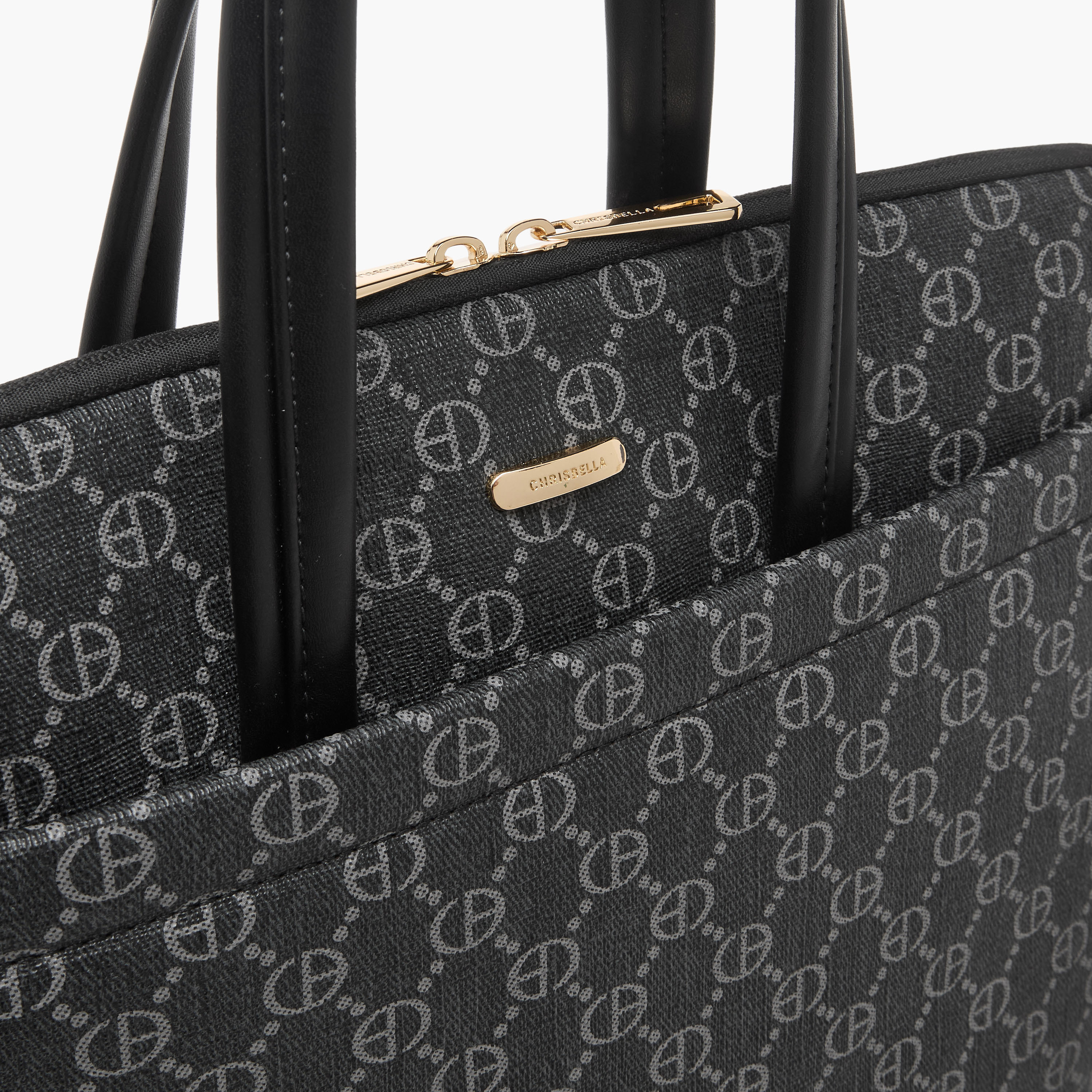 Chrisbella Monogram Print Laptop Bag with Top Handles-women-bagsandwallets-handbags-image-4