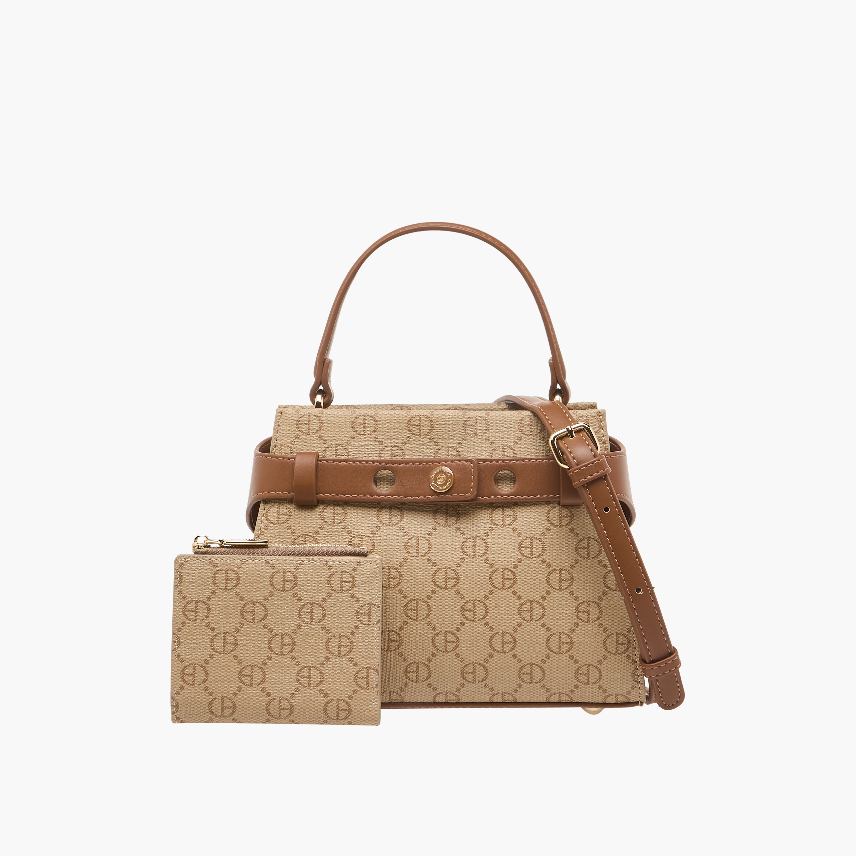 شنطة كروس بودي بطبعات مونوجرام مع محفظة من كريسبيلا-women-bagsandwallets-handbags-image-1