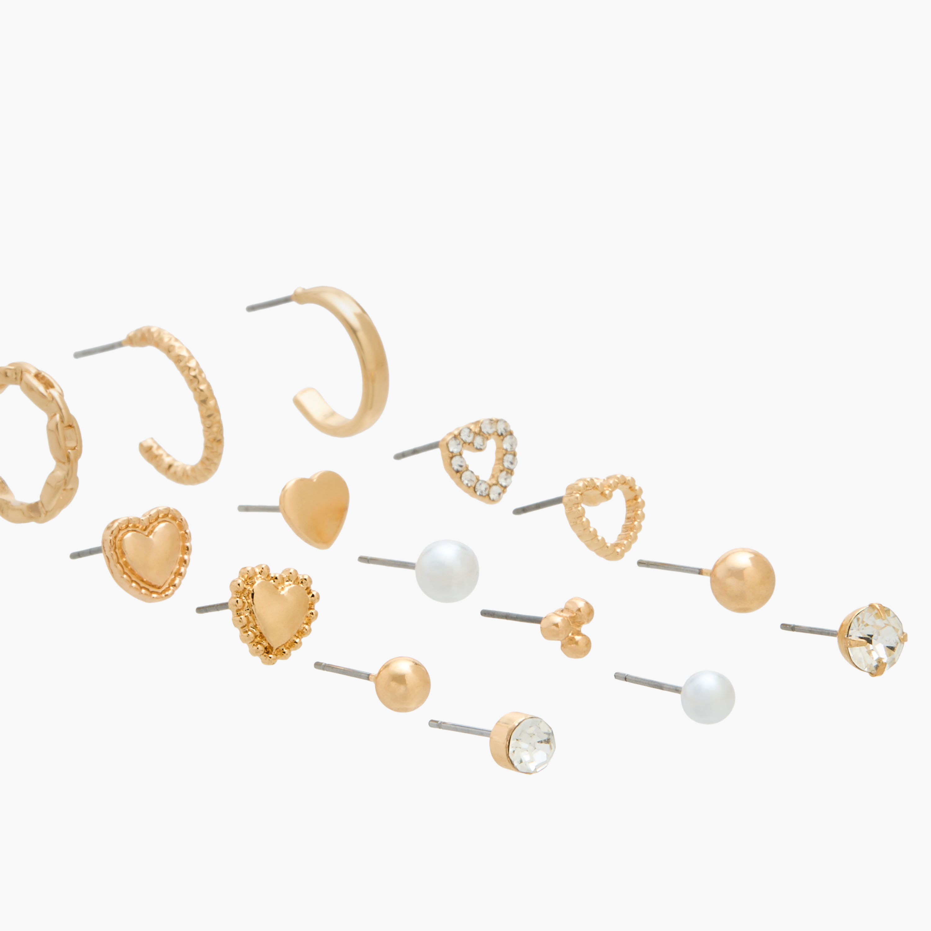 Pack of 15 Gold Tone Assorted Earrings with Pushback Closure-women-watchesandjewellery-jewellery-earrings-image-3
