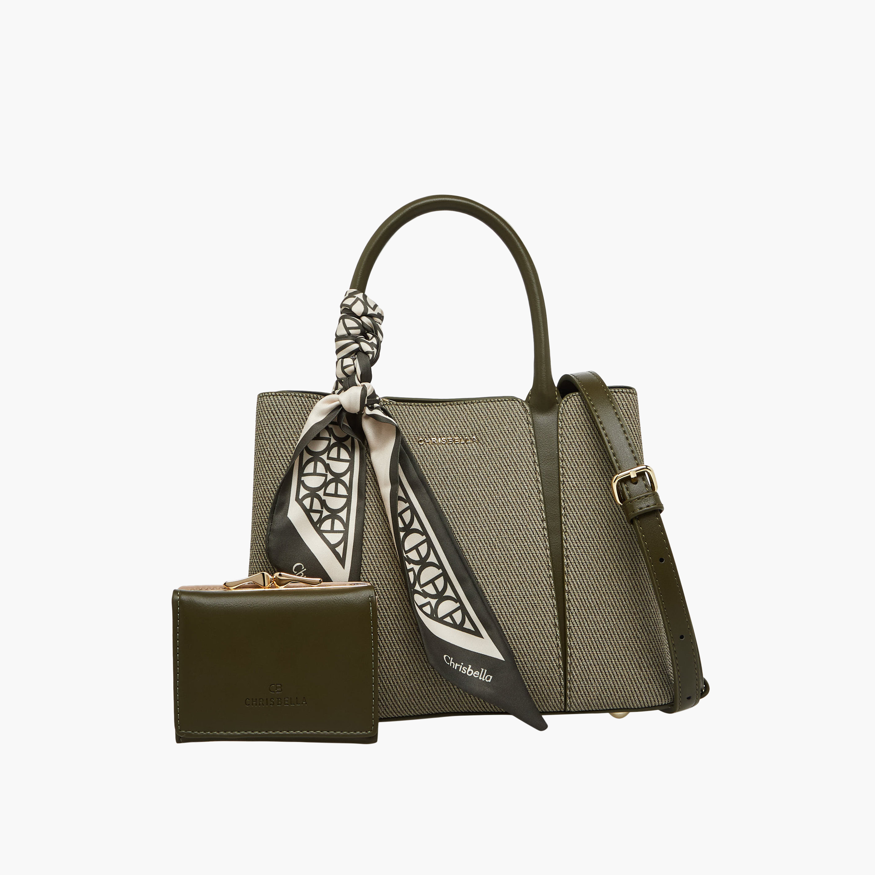 Chrisbella Scarf Accent Tote Bag with Wallet-women-bagsandwallets-handbags-image-1