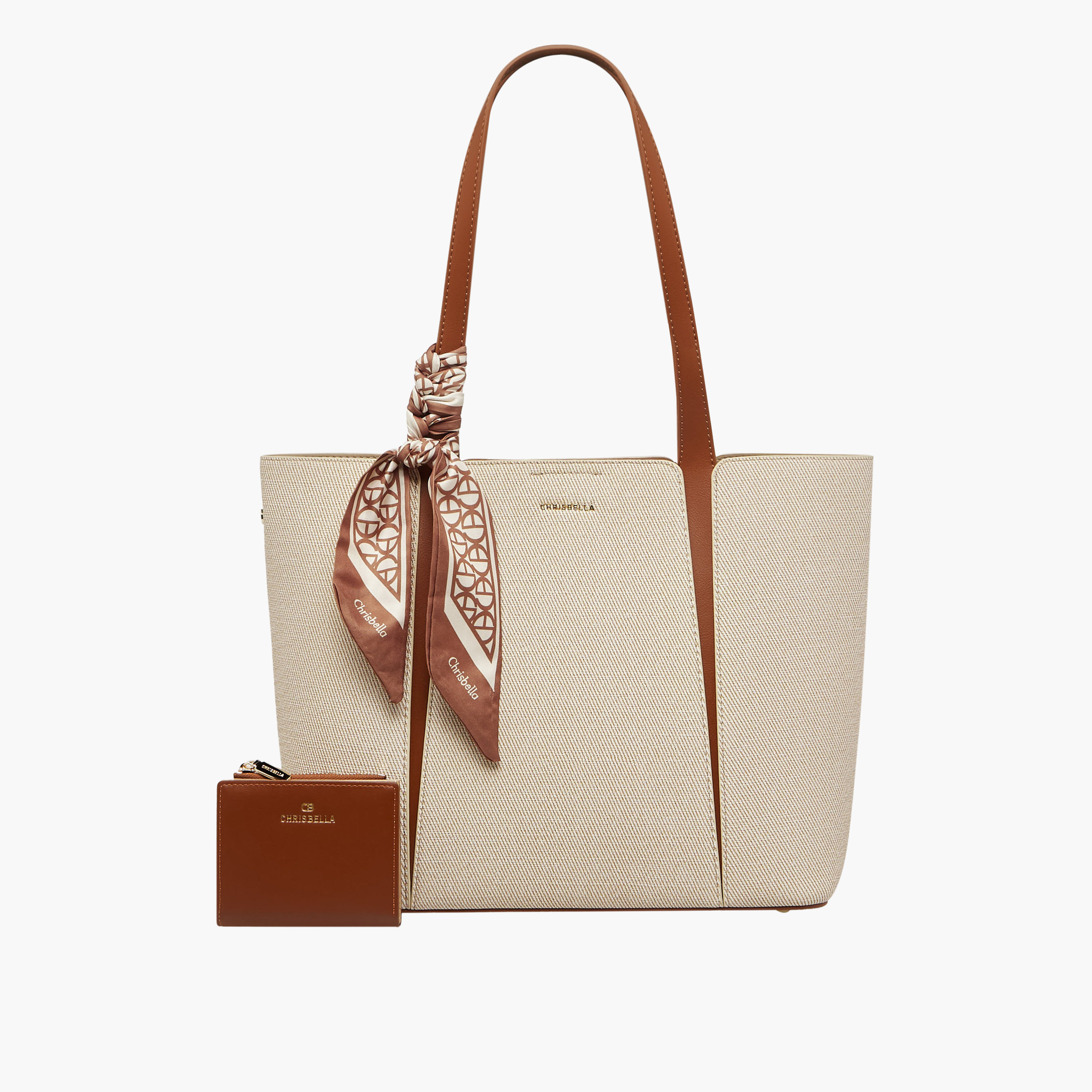Chrisbella Scarf Accent Tote Bag with Walllet-women-bagsandwallets-handbags-image-1