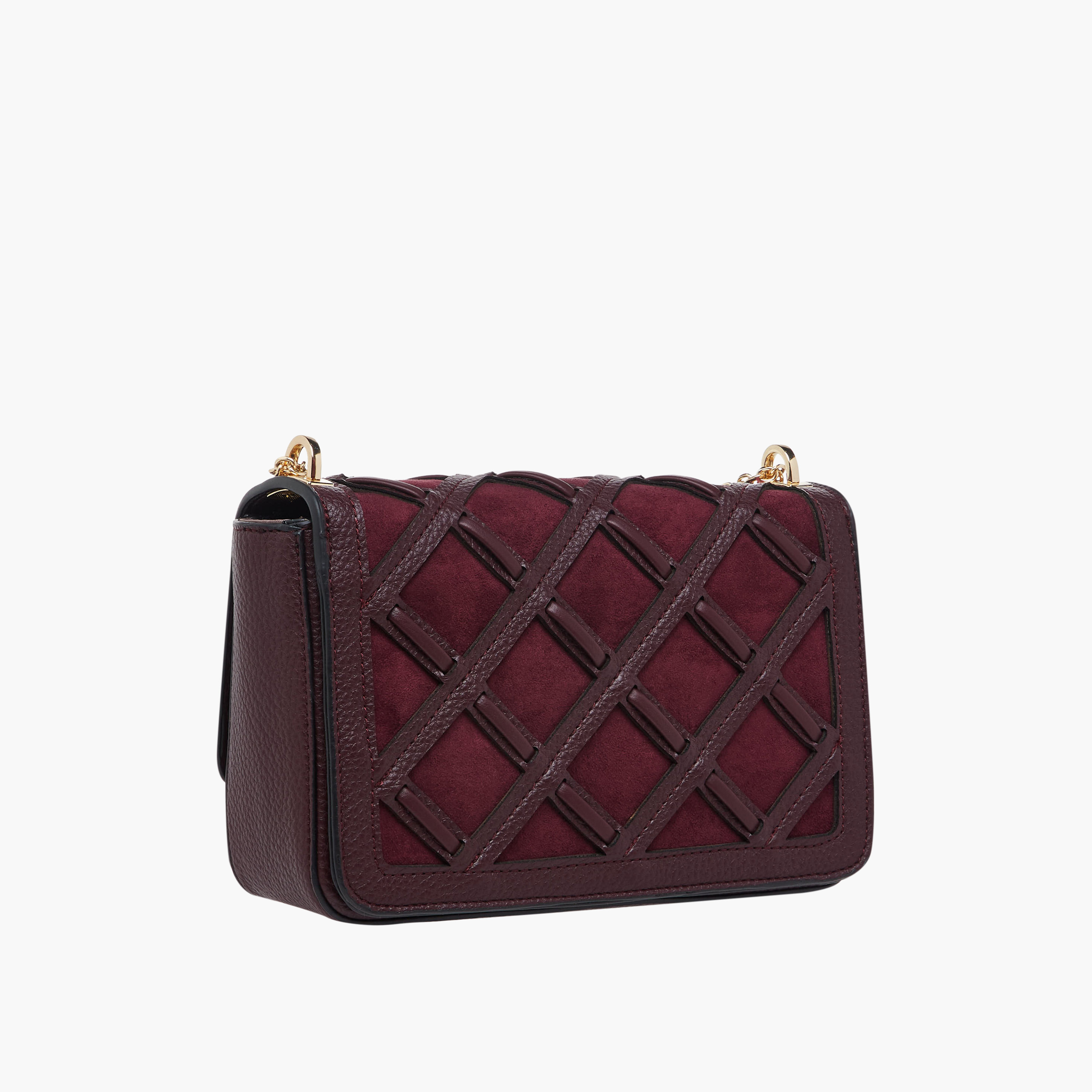 Bessie London Checked Detail Crossbody Bag with Chain Strap-women-bagsandwallets-handbags-image-4