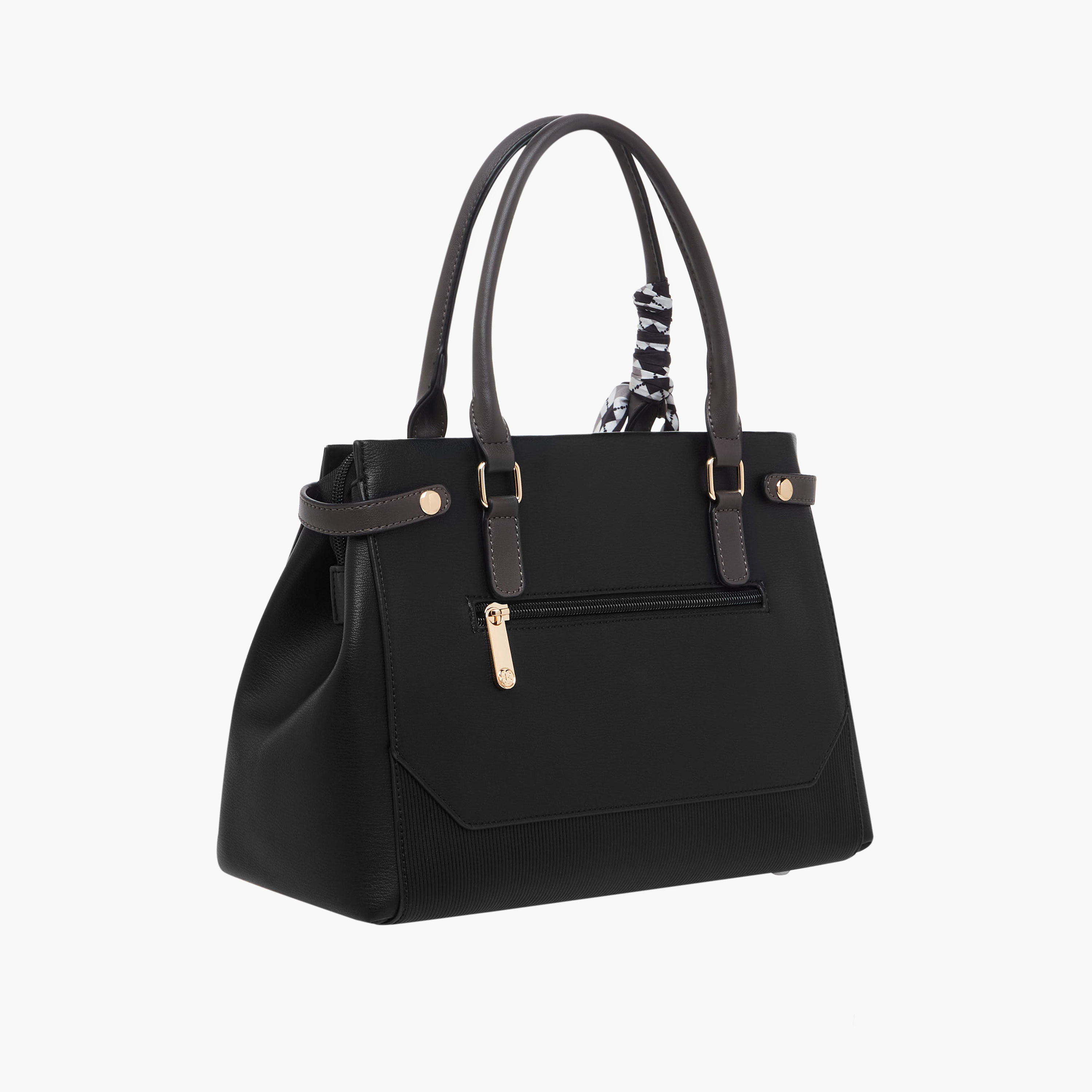 Bessie London Scarf Accent Tote Bag with Detachable Strap-women-bagsandwallets-handbags-image-4