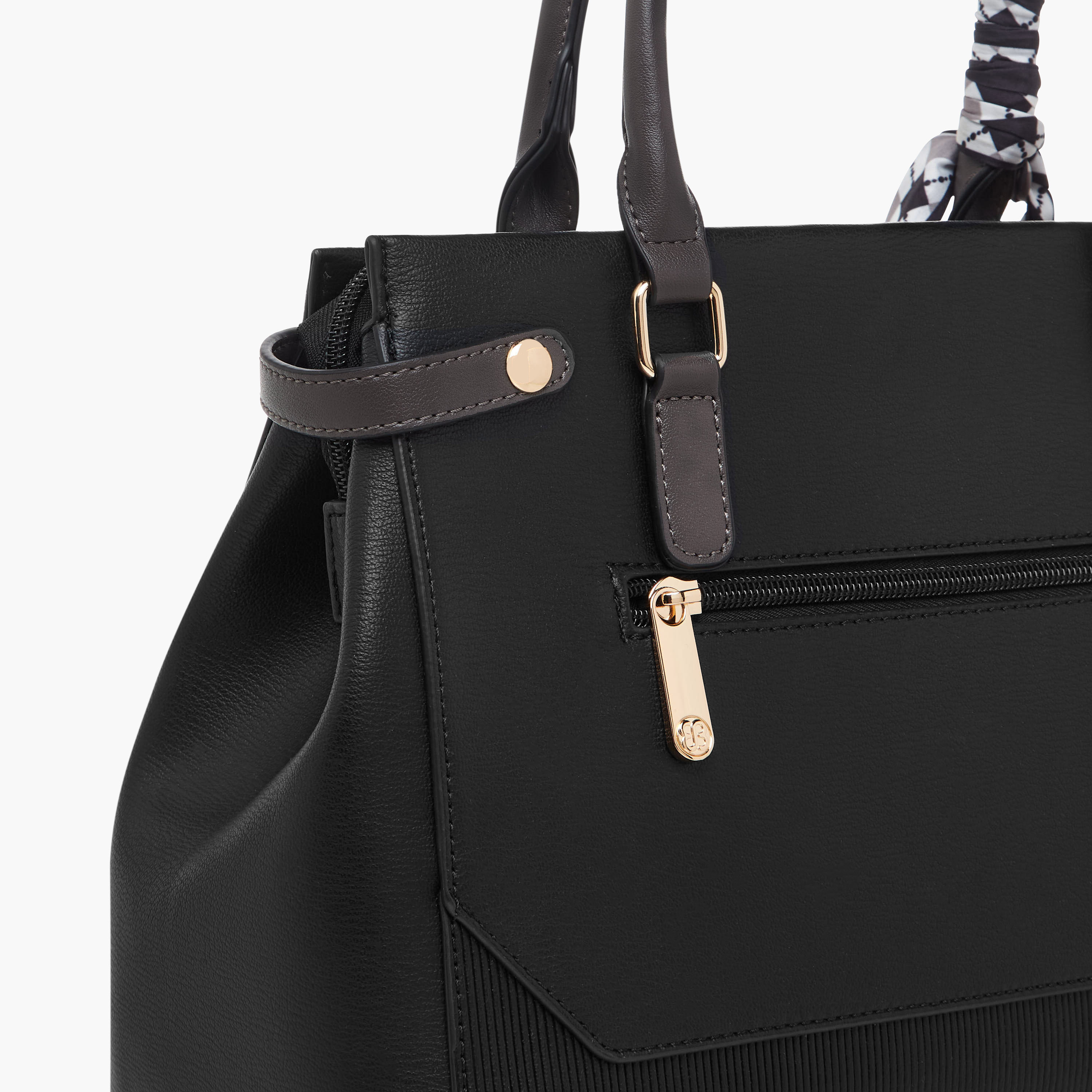 Bessie London Scarf Accent Tote Bag with Detachable Strap-women-bagsandwallets-handbags-image-6
