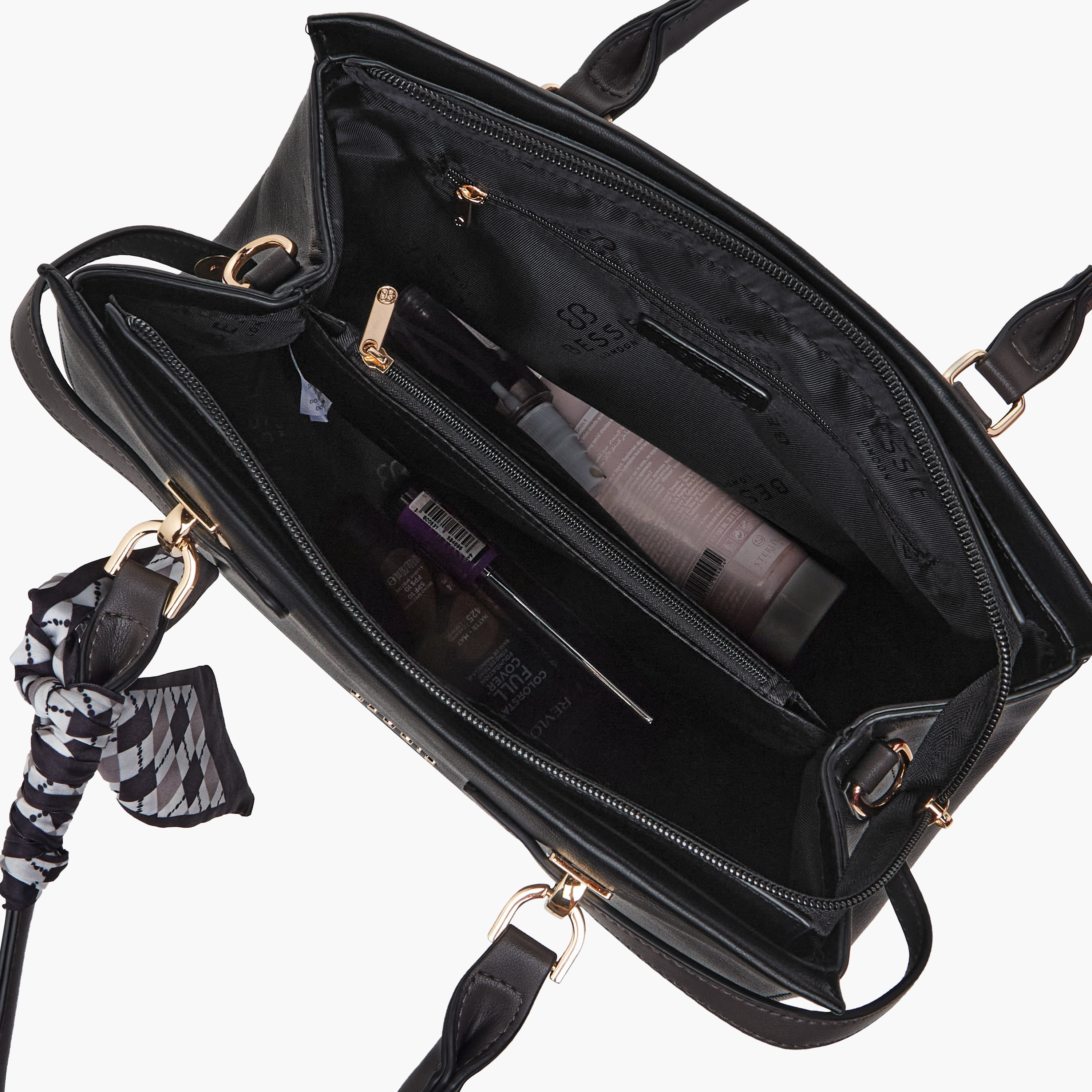 Bessie London Scarf Accent Tote Bag with Detachable Strap-women-bagsandwallets-handbags-image-9