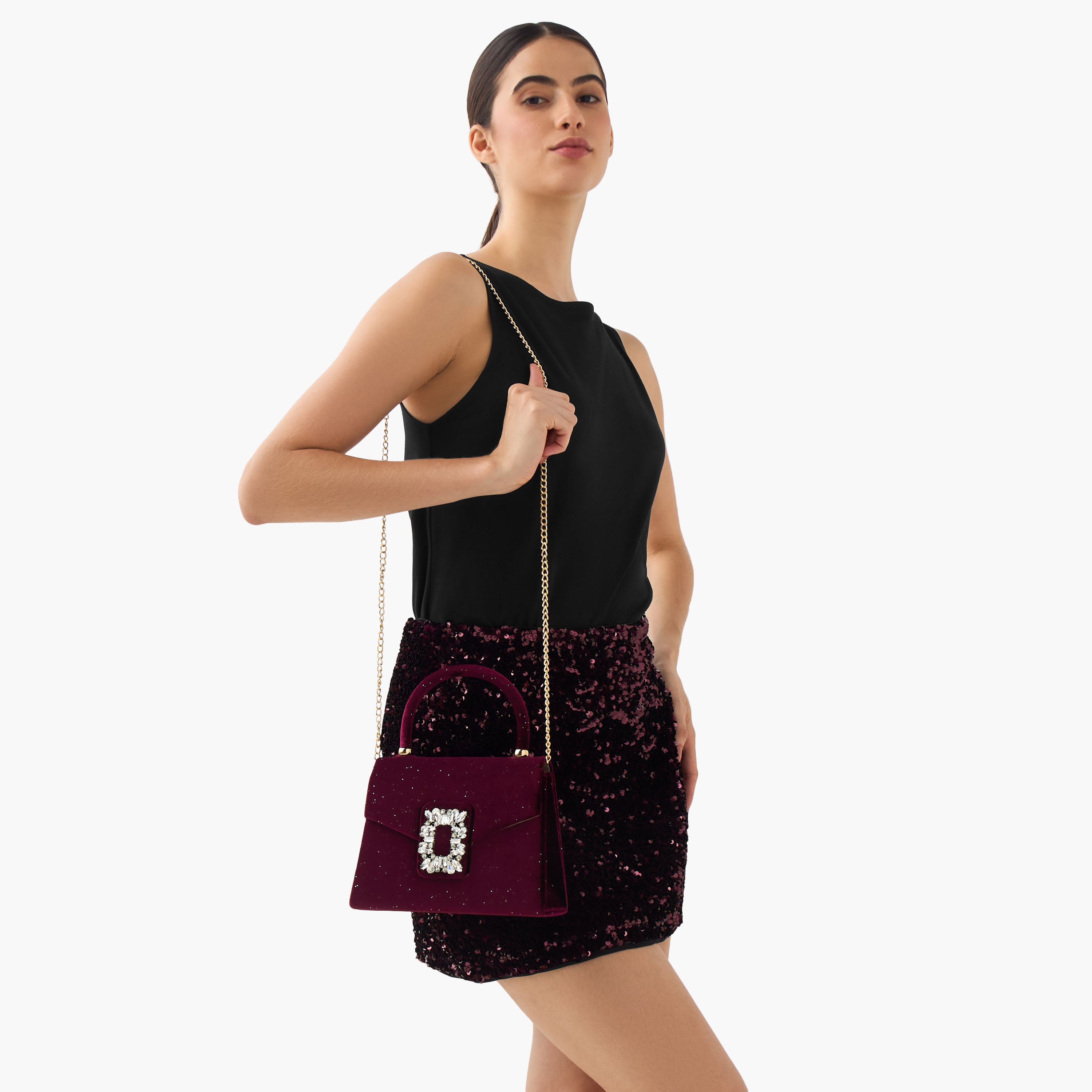 Bessie London Embellished Crossbody Bag with Detachable Chain Strap-women-bagsandwallets-handbags-image-2