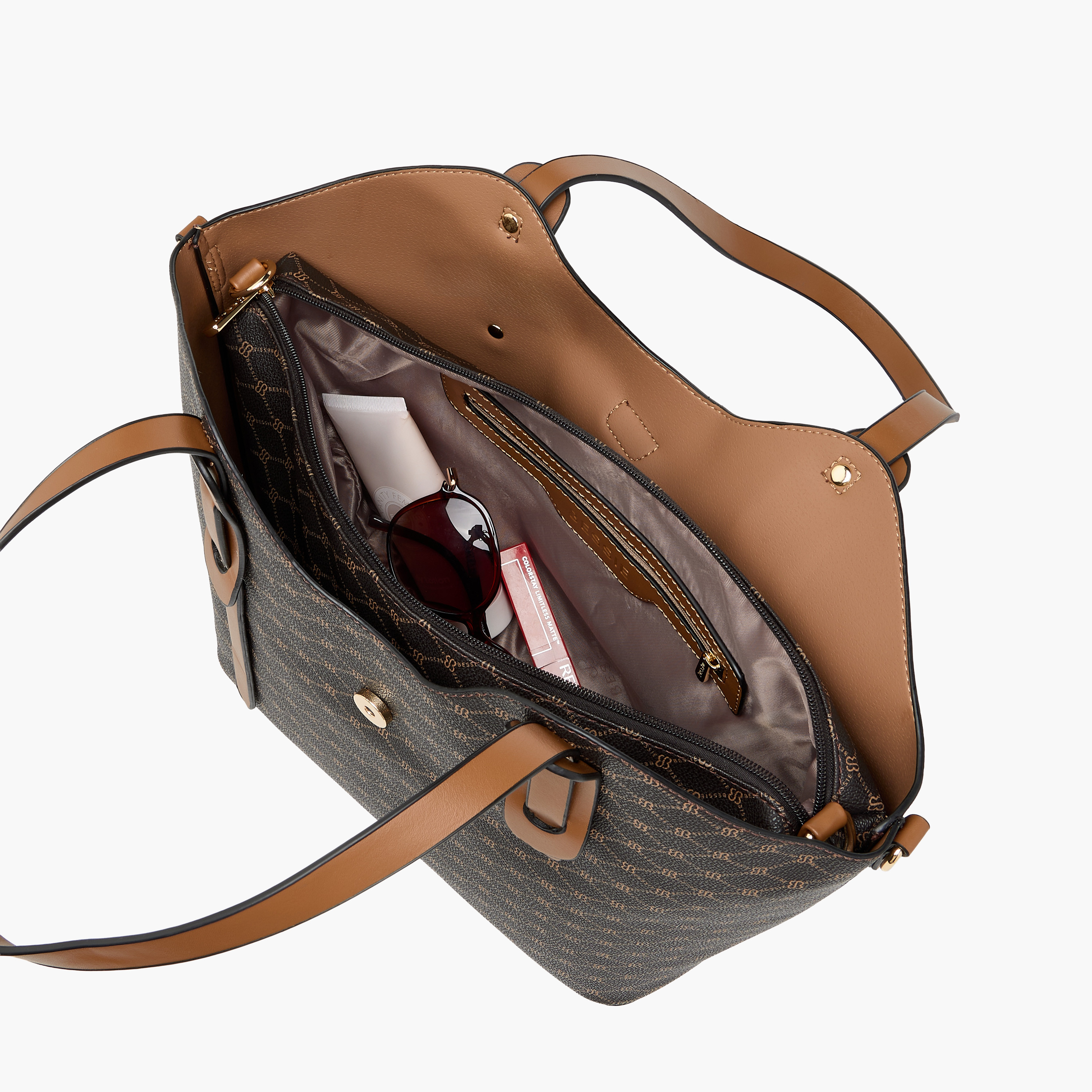 شنطة تسوق بحزام قابل للفصل وطبعات مونوجرام من بيسي لندن-women-bagsandwallets-handbags-image-10