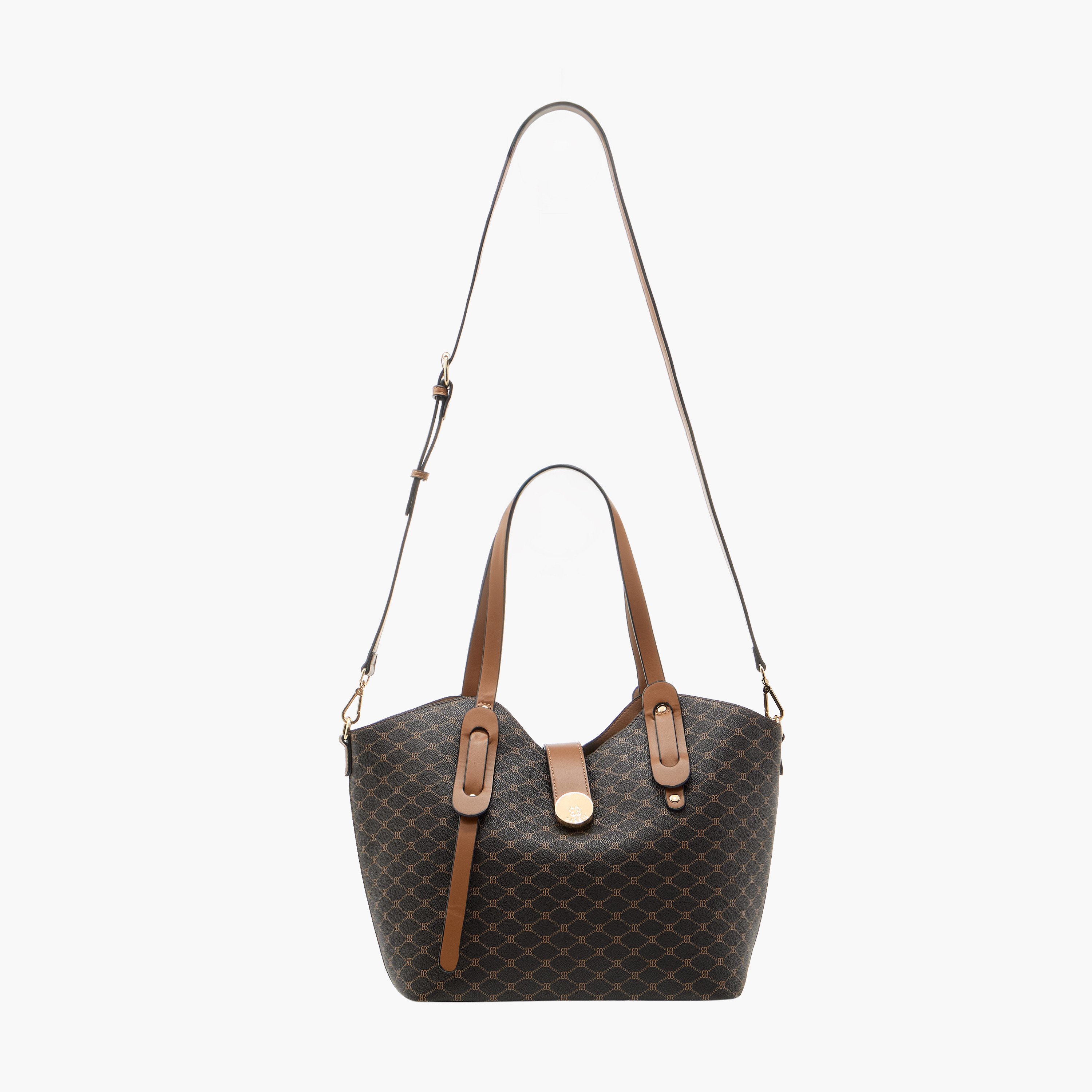 شنطة تسوق بحزام قابل للفصل وطبعات مونوجرام من بيسي لندن-women-bagsandwallets-handbags-image-3
