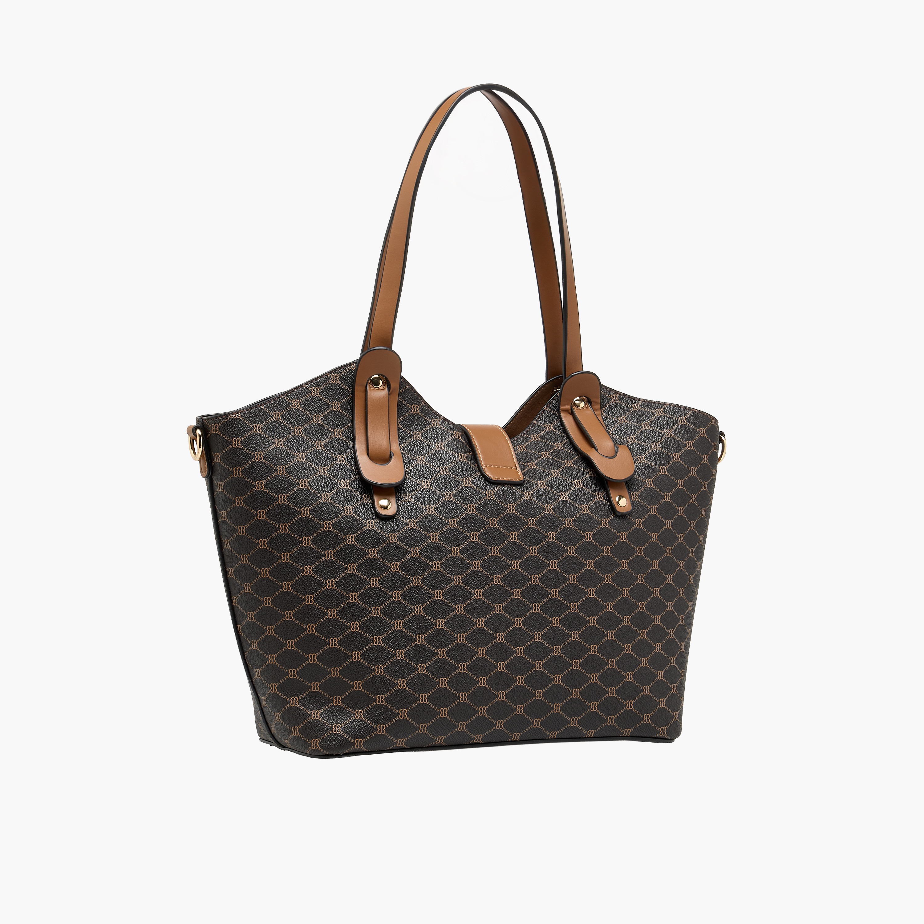 شنطة تسوق بحزام قابل للفصل وطبعات مونوجرام من بيسي لندن-women-bagsandwallets-handbags-image-4