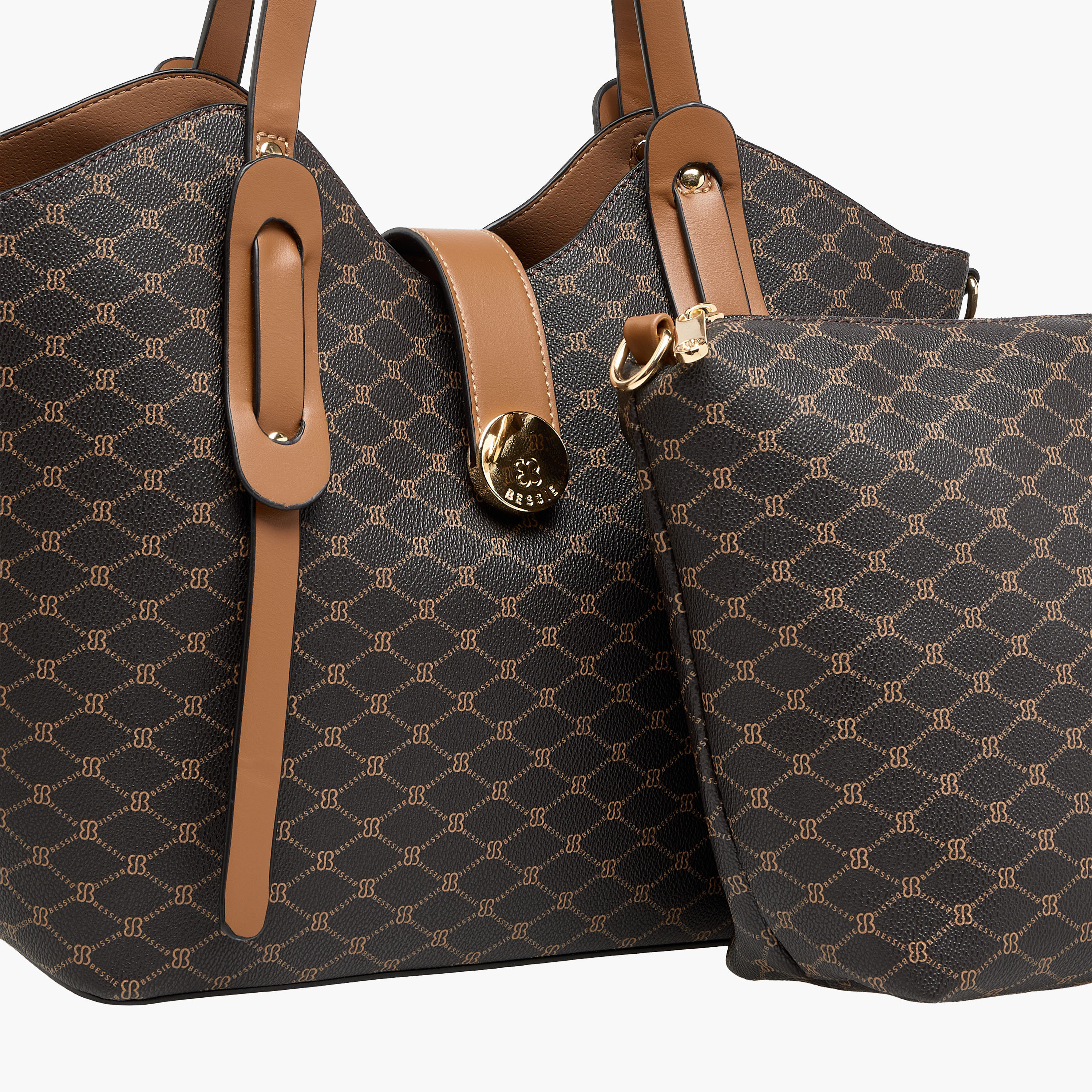 شنطة تسوق بحزام قابل للفصل وطبعات مونوجرام من بيسي لندن-women-bagsandwallets-handbags-image-6