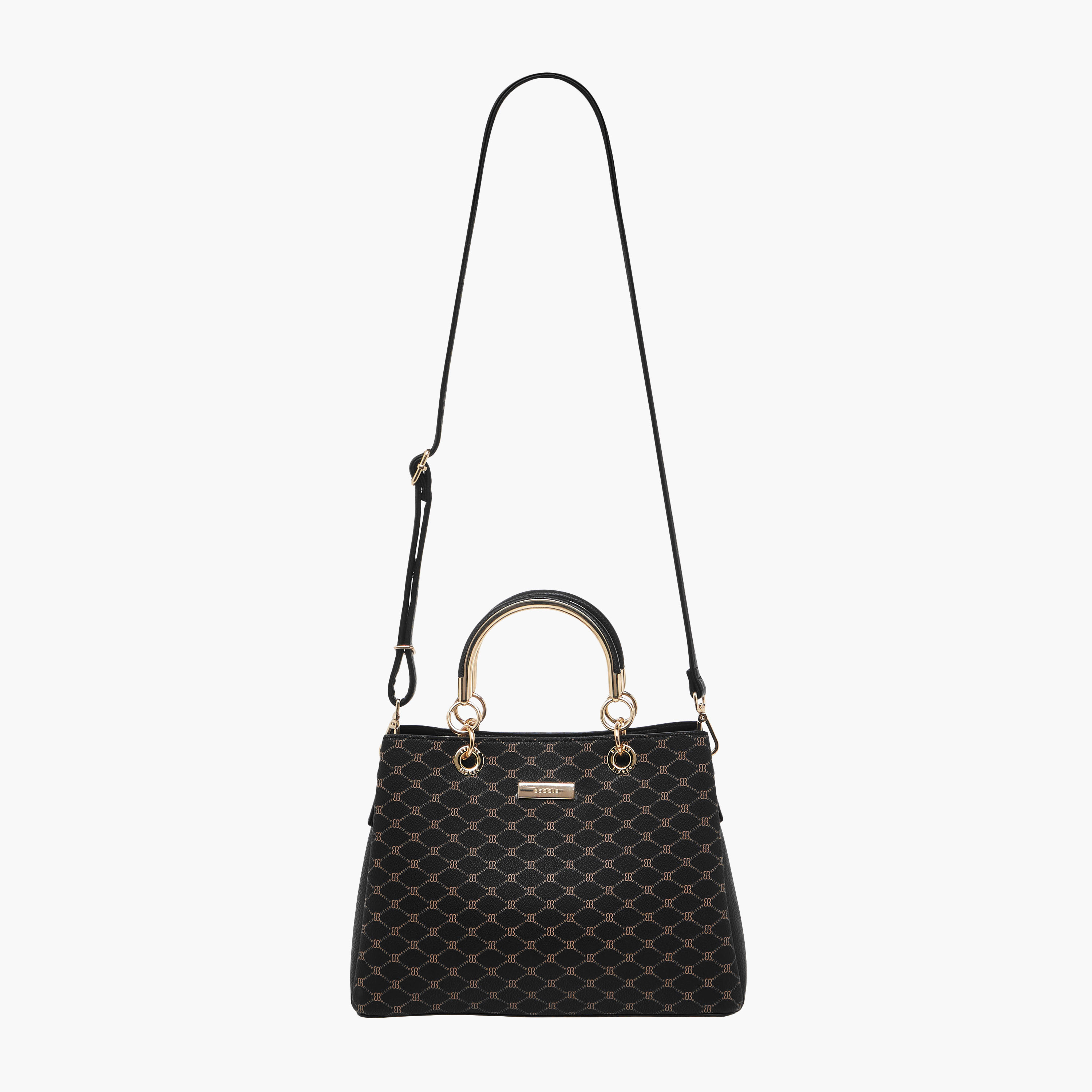 Bessie London Monogram Print Tote Bag with Detachable Strap-women-bagsandwallets-handbags-image-3