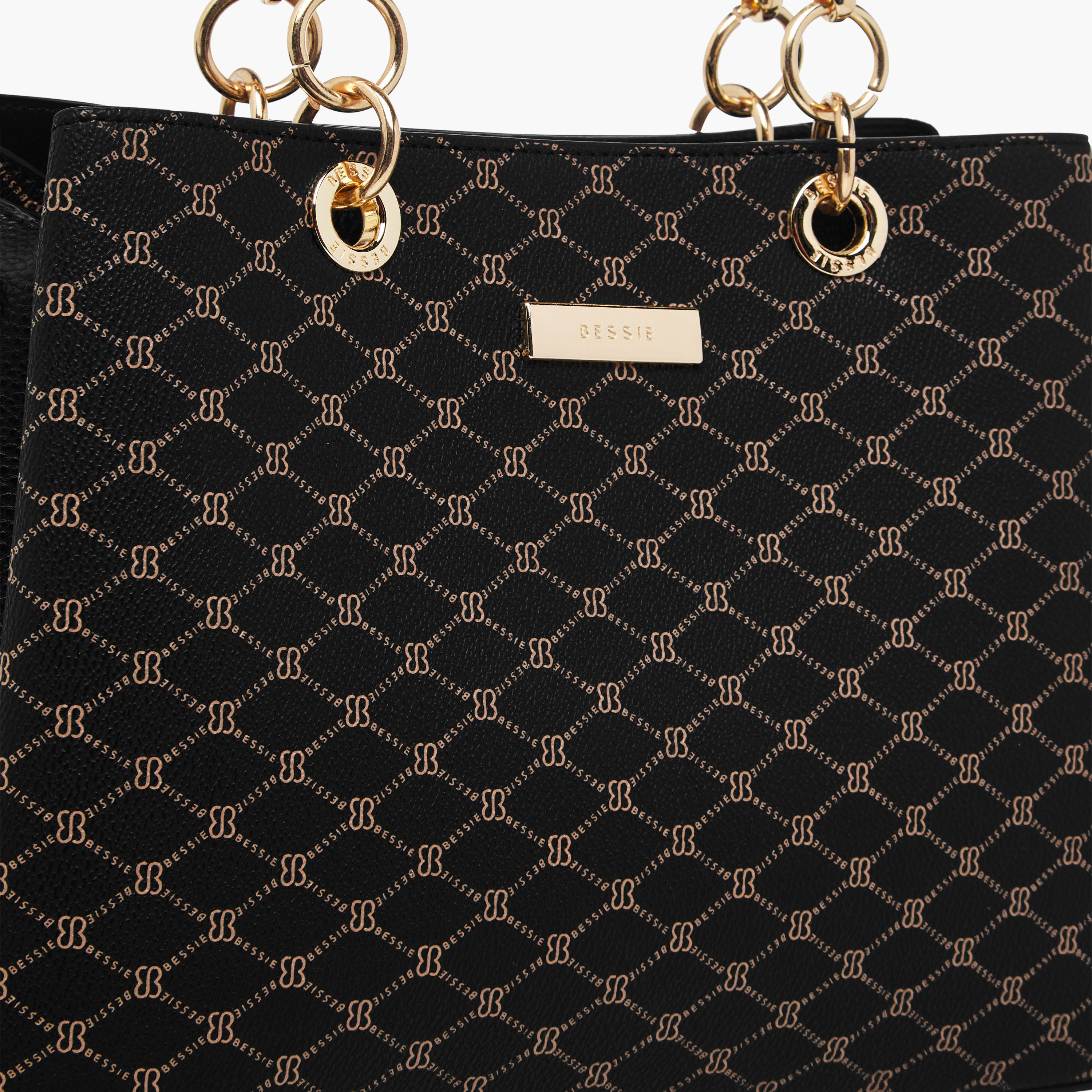 Bessie London Monogram Print Tote Bag with Detachable Strap-women-bagsandwallets-handbags-image-5