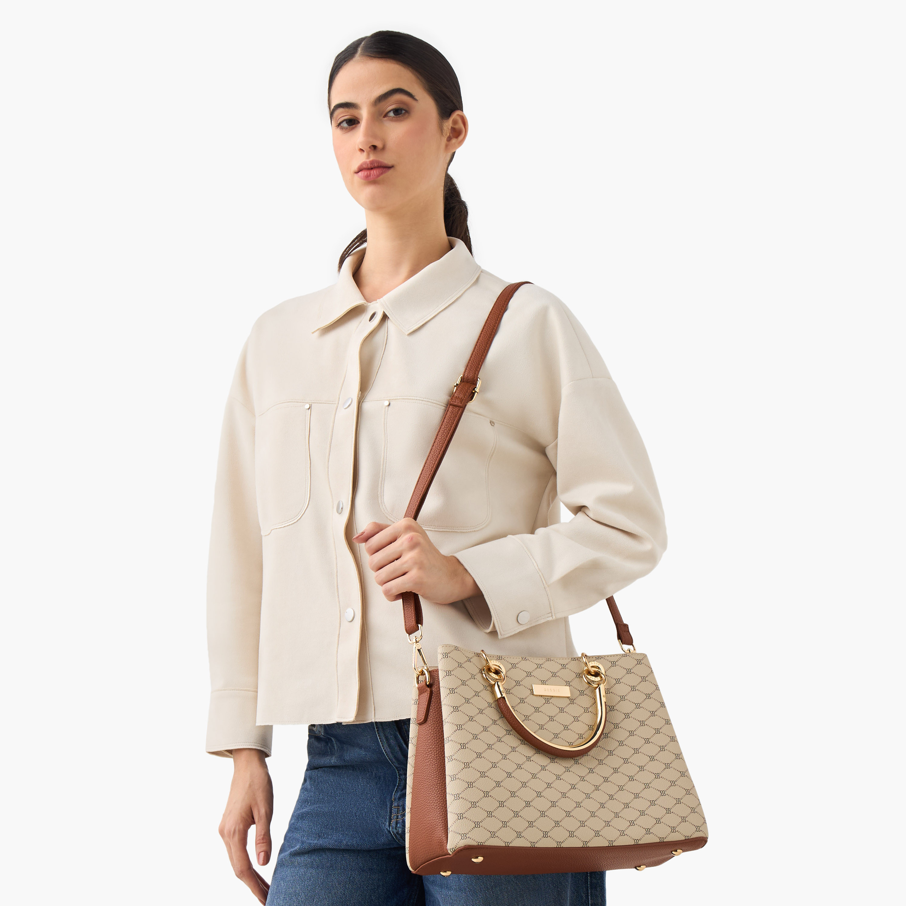 Bessie London Printed Tote Bag with Zip Closure-women-bagsandwallets-handbags-image-2
