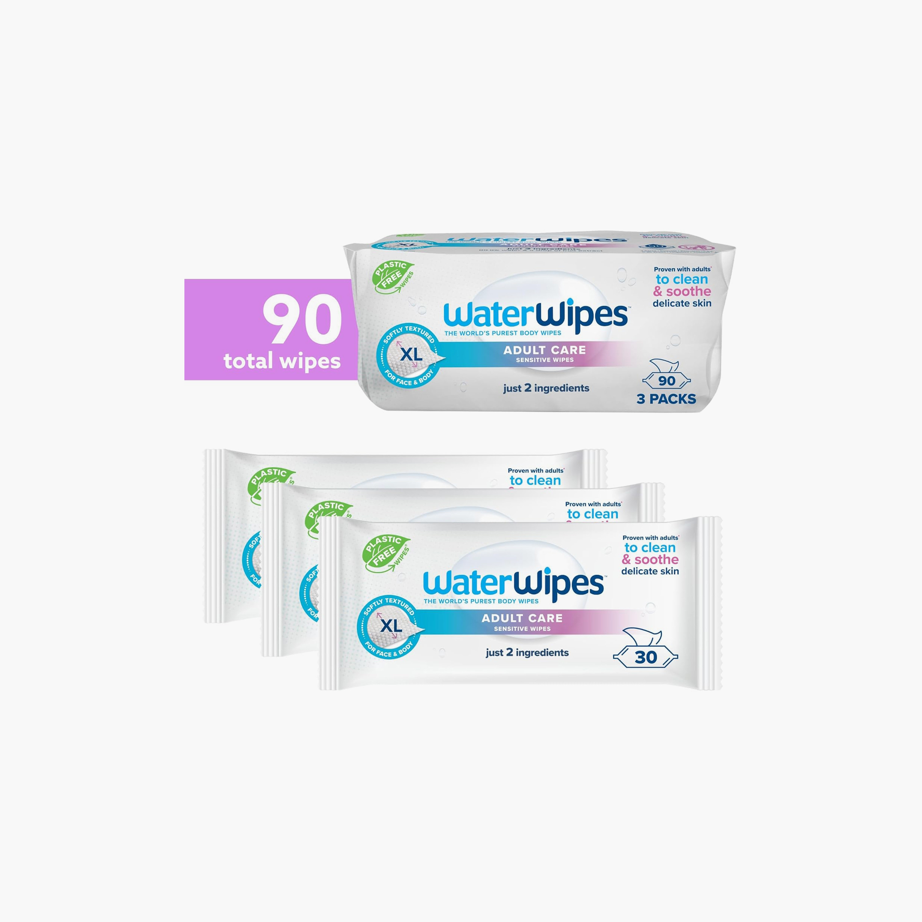 مجموعة من 3 مناديل مبللة للعناية بالكبار من ووتروايبس - 90 قطعة-baby-bathandcare-wipes-image-4