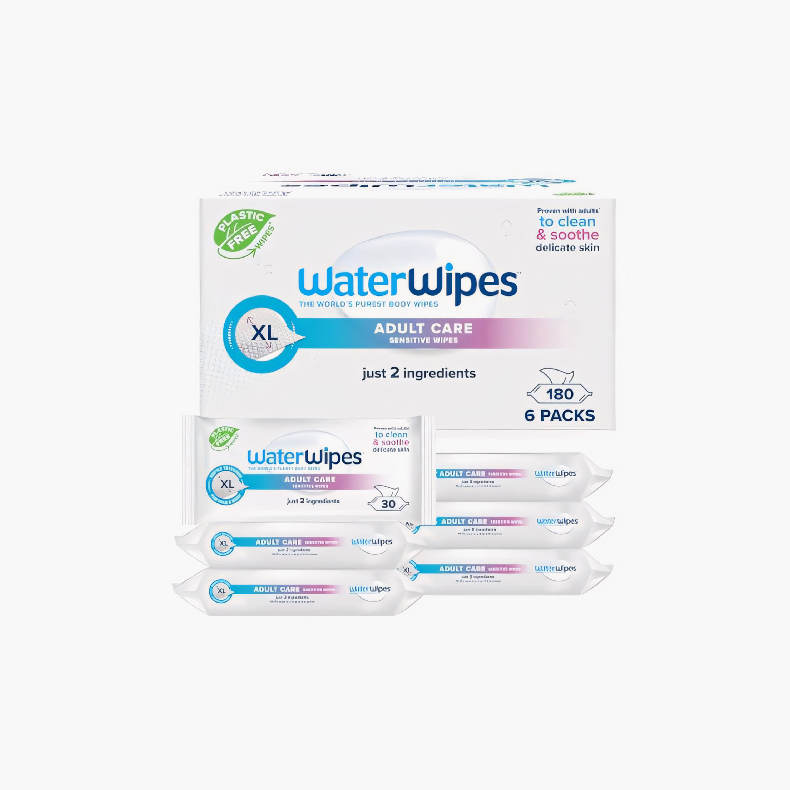 مجموعة من 6 مناديل مبللة للعناية بالكبار من ووتروايبس - 180 قطعة-baby-bathandcare-wipes-image-1