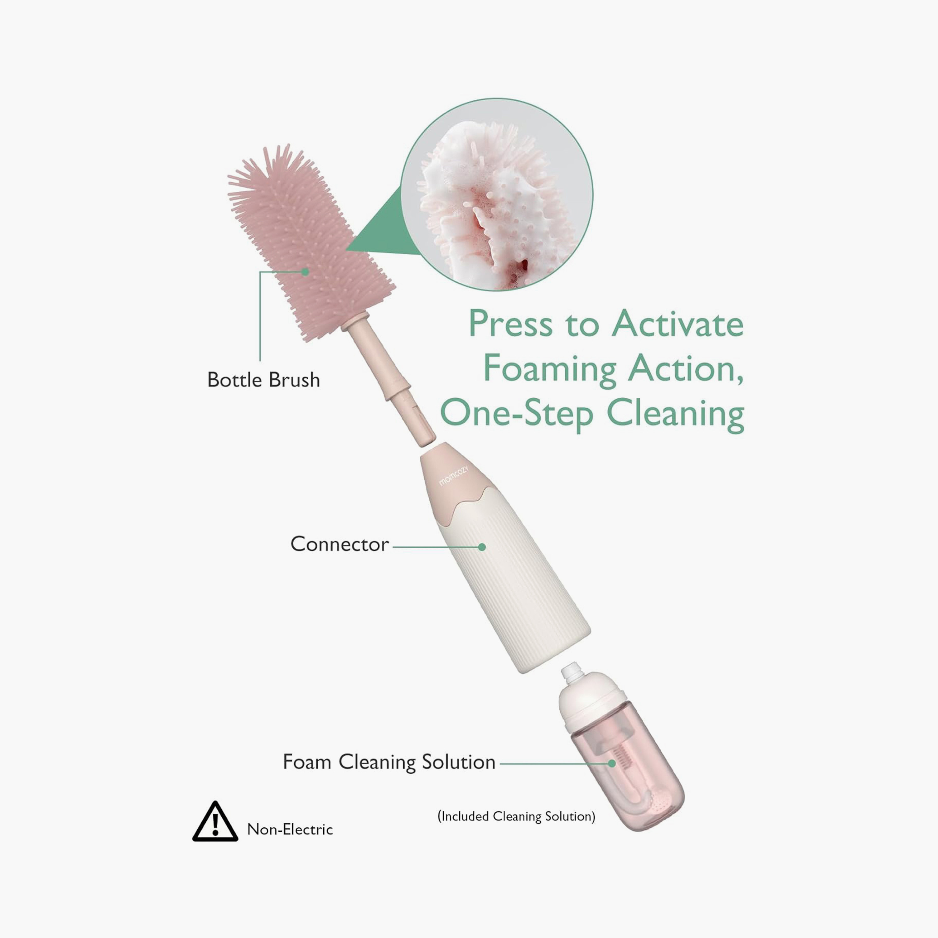 Momcozy Innovative Push-Press Design Bottle Brush Kit - Pink-baby-feeding-accessories-image-2