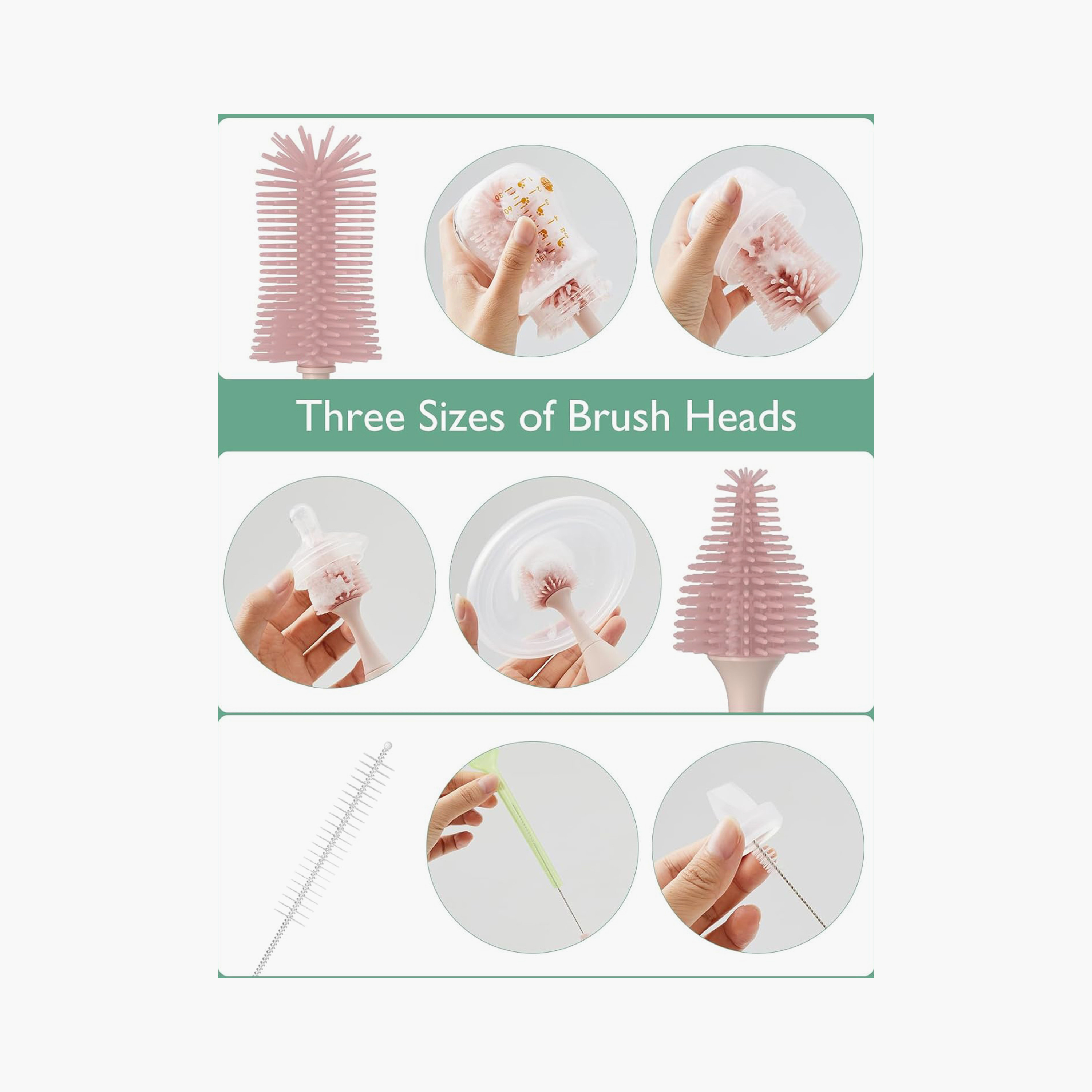 Momcozy Innovative Push-Press Design Bottle Brush Kit - Pink-baby-feeding-accessories-image-4