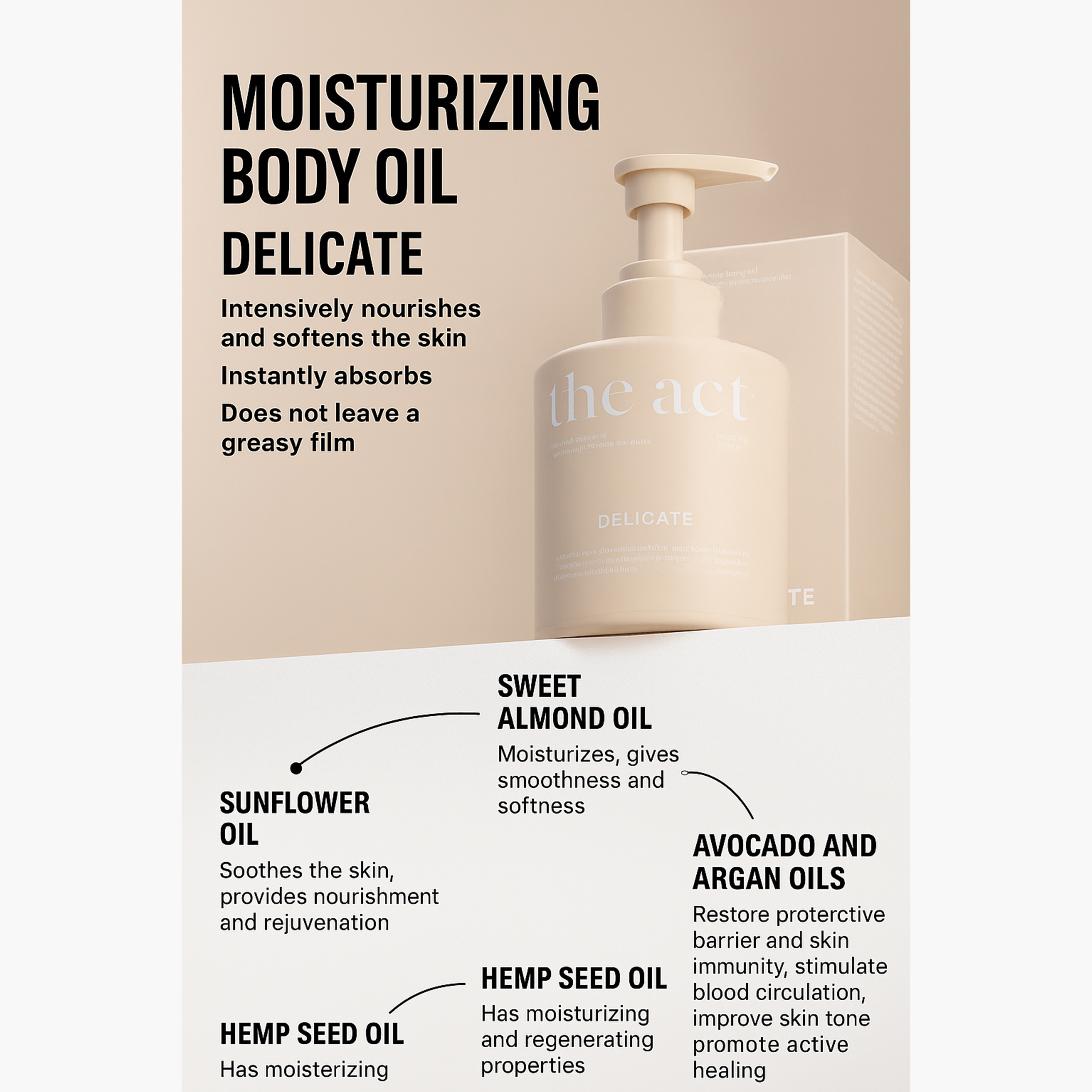 THE ACT Delicate Massage Body Oil - 300 ml-beautyandpersonalcare-bathandbody-bodycare-oils-image-4