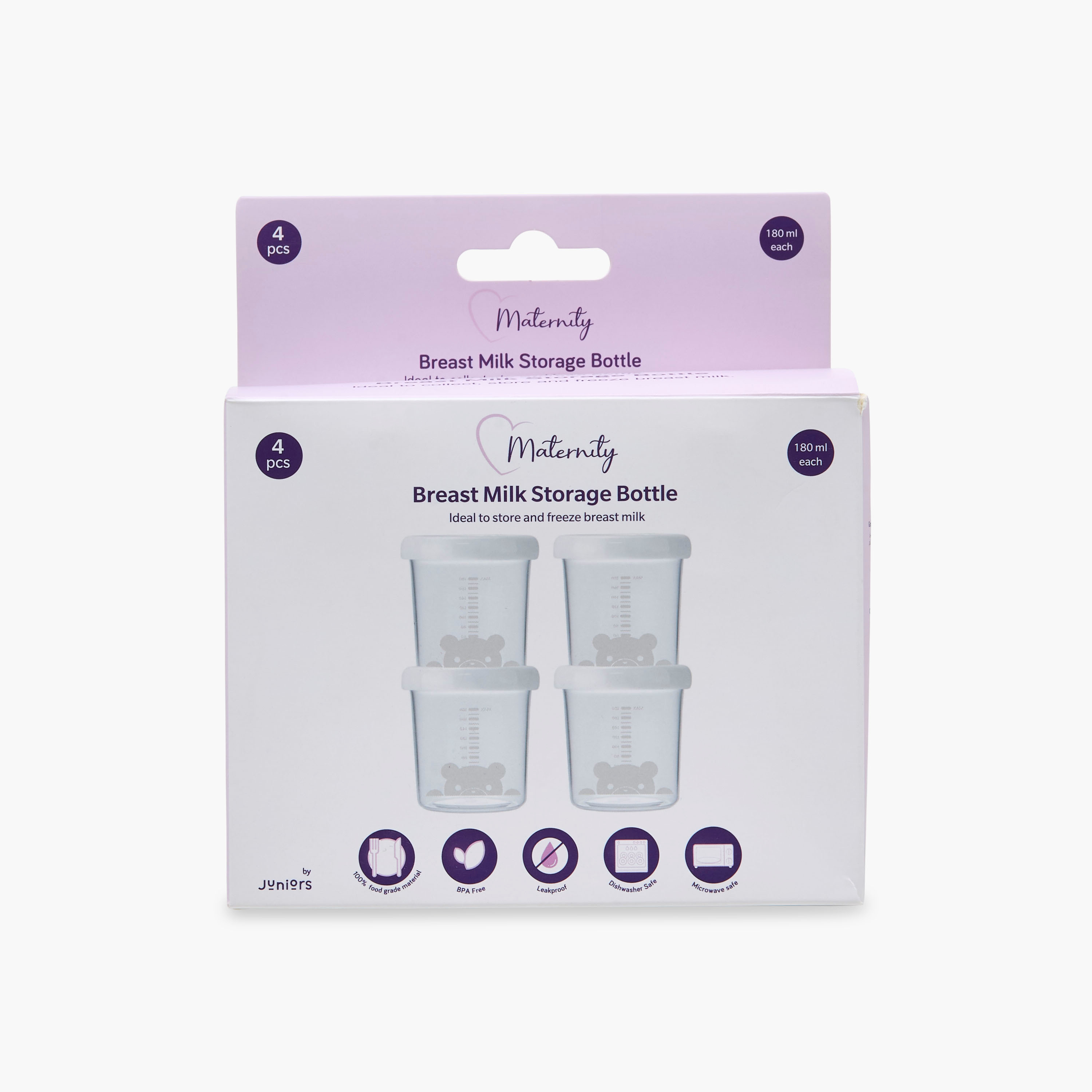 Juniors Baby Breast Milk Storage Bottle with Lid - Set of 4-baby-feeding-breastfeedingandcare-image-6