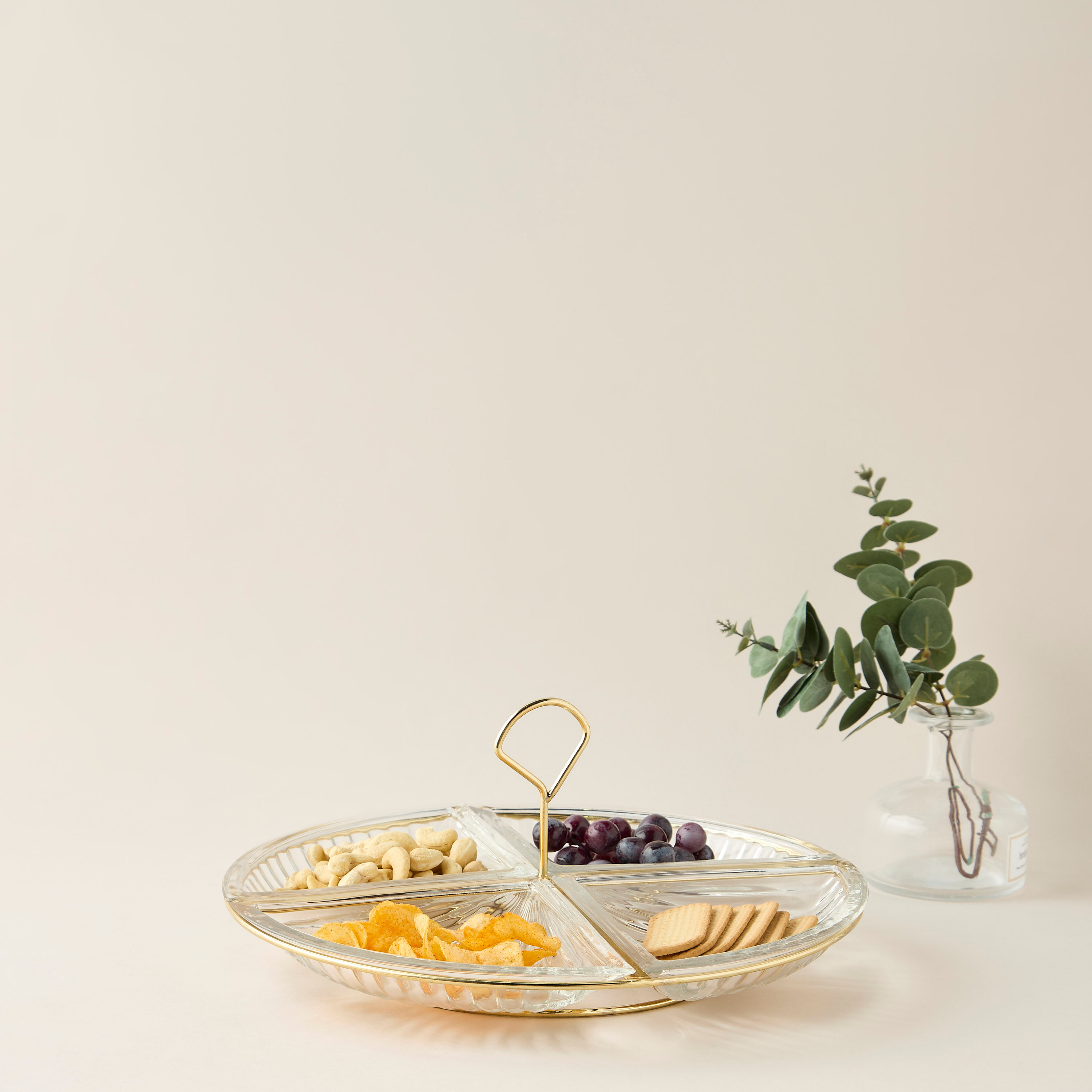 طقم صحون زجاج مع حامل مقسم 5 قطع من شفاف-household-dining-dinnerware-bowls-image-2