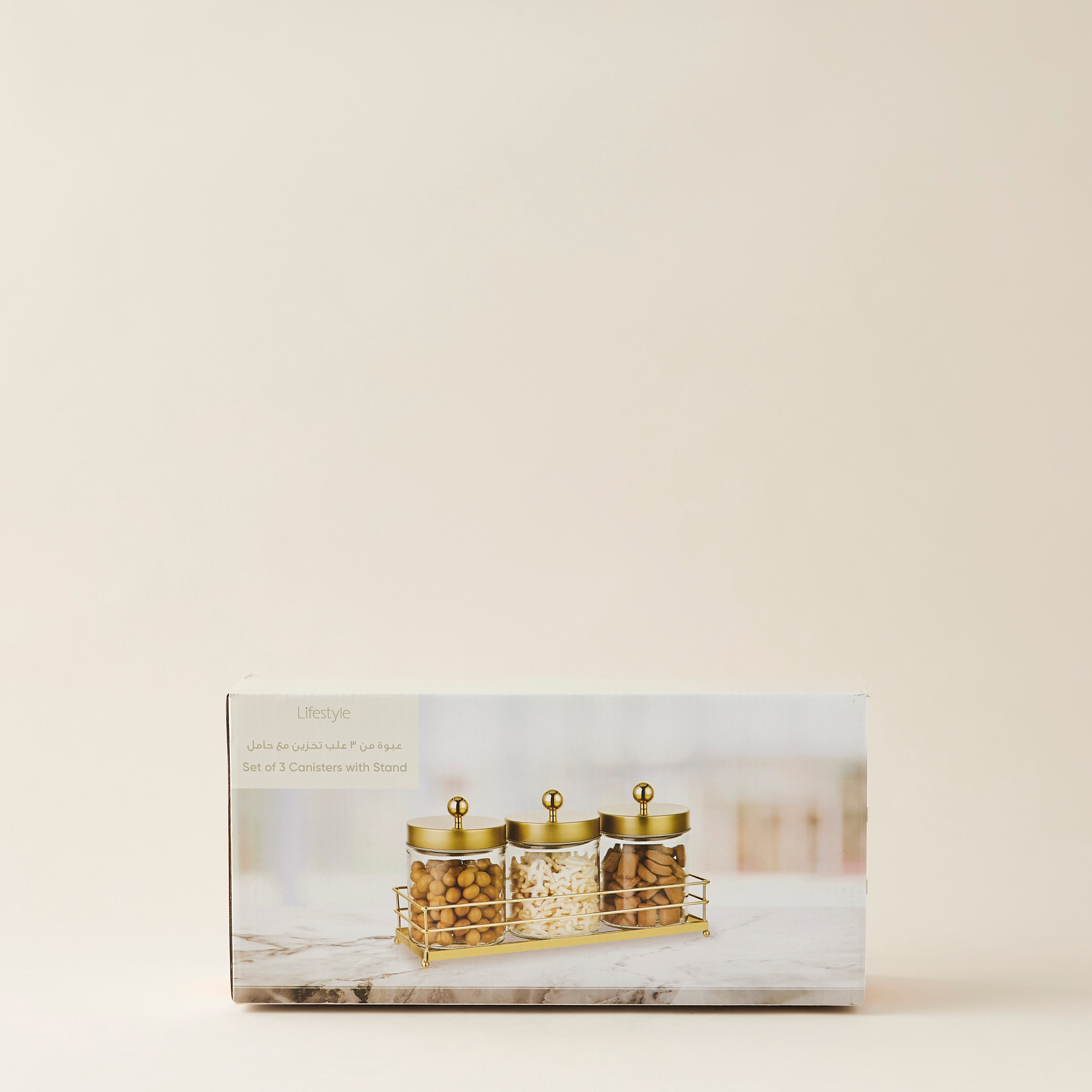Glass 3-Piece Canister Set with Rack - 600 ml-household-kitchen-foodstorage-containers-image-7