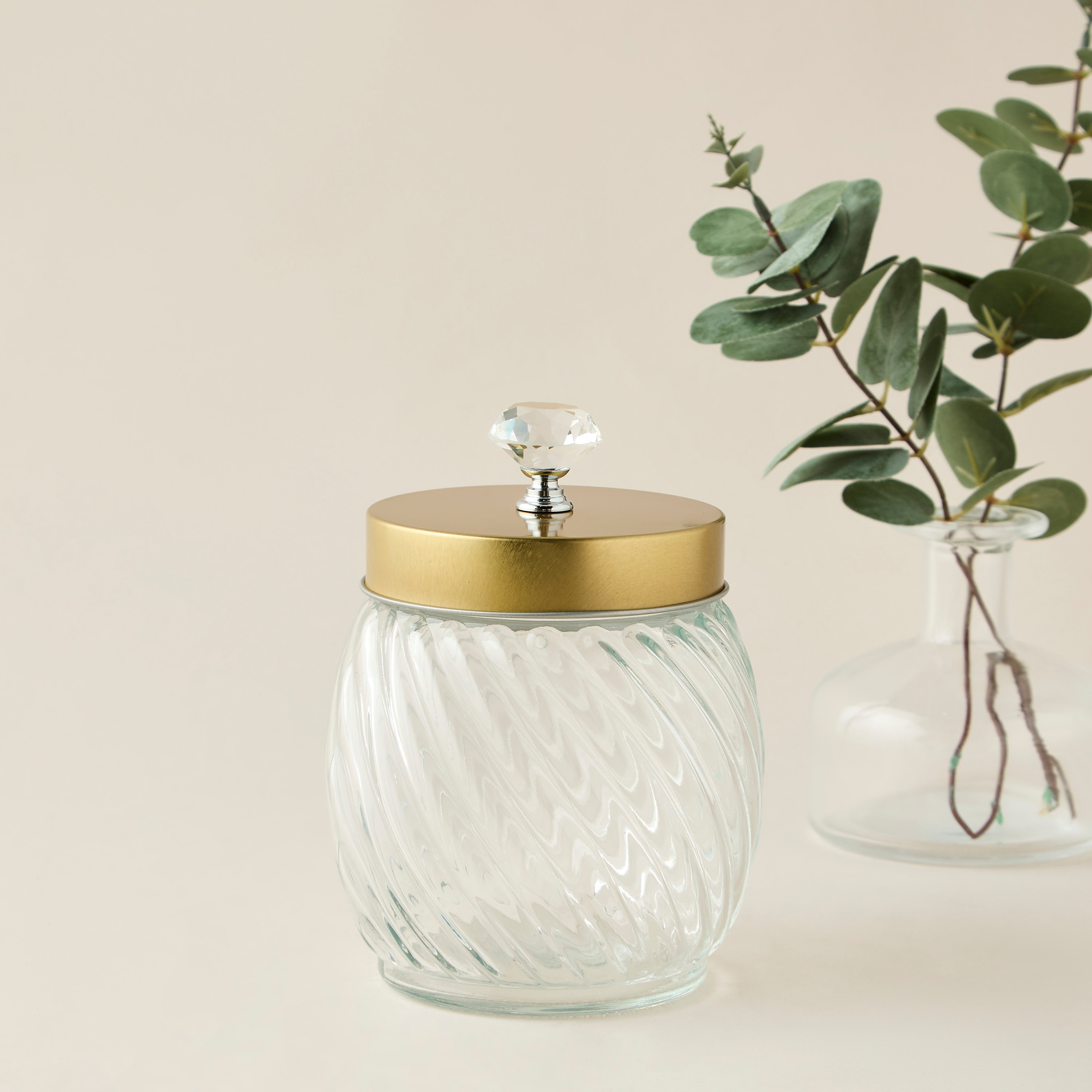 Ribbed 3-Piece Glass Canister Set with Knob Accent Lid - 960 ml-household-kitchen-foodstorage-containers-image-3
