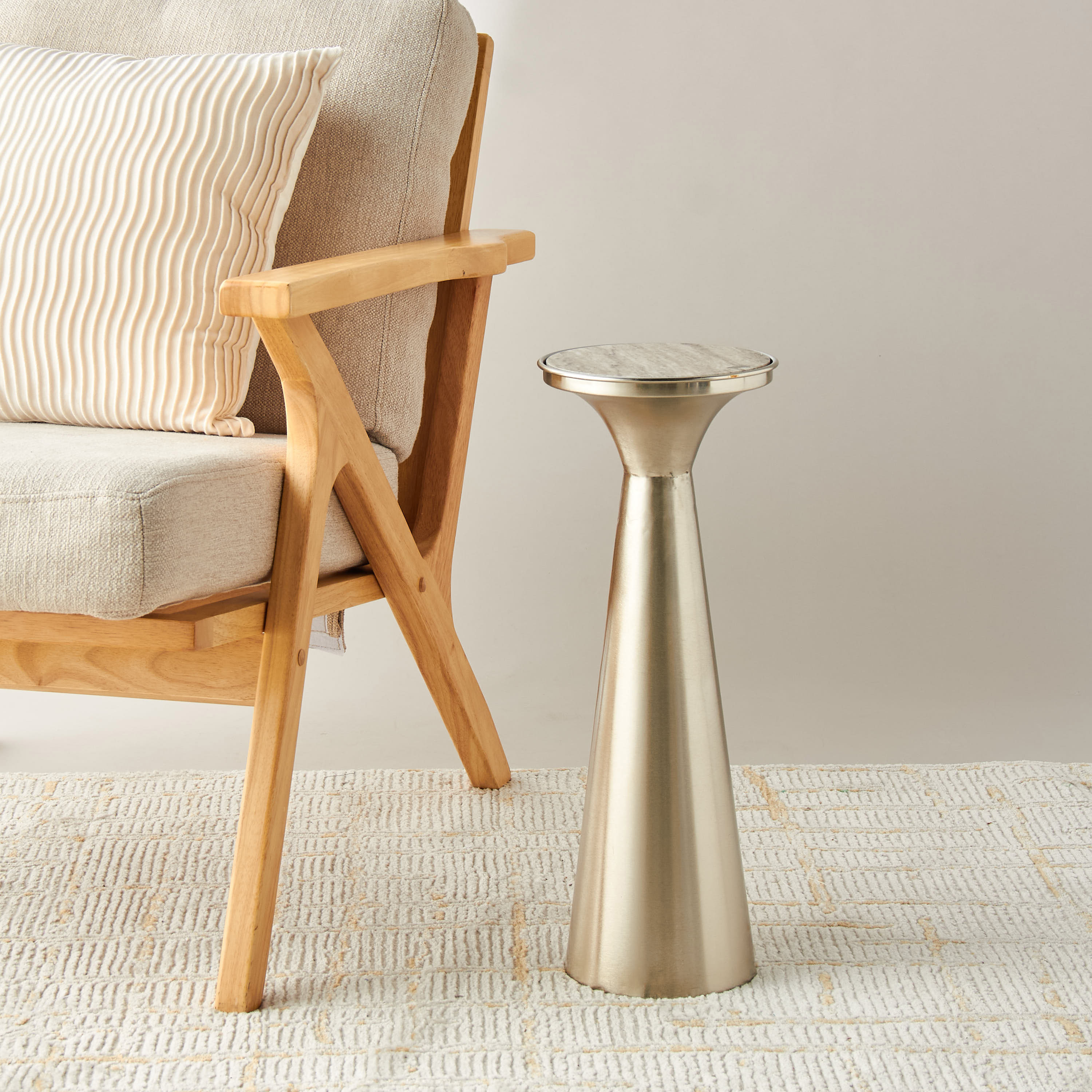 Marble Top Pedestal Accent Table - 20x54 cms-furniture-livingroom-sideandendtables-image-3