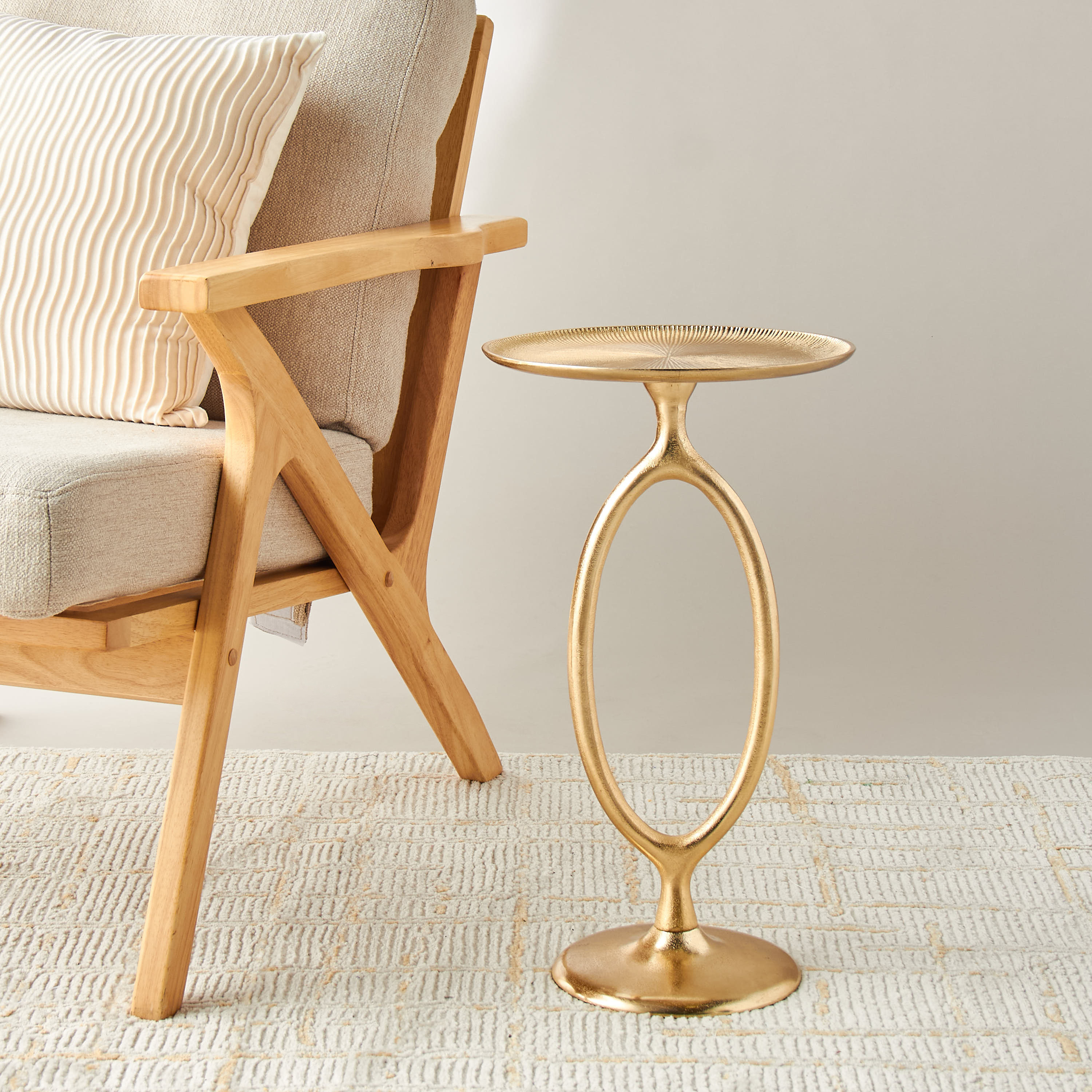 Ribbed Oval Metal Top Accent Table - 30x55 cms-furniture-livingroom-sideandendtables-image-3