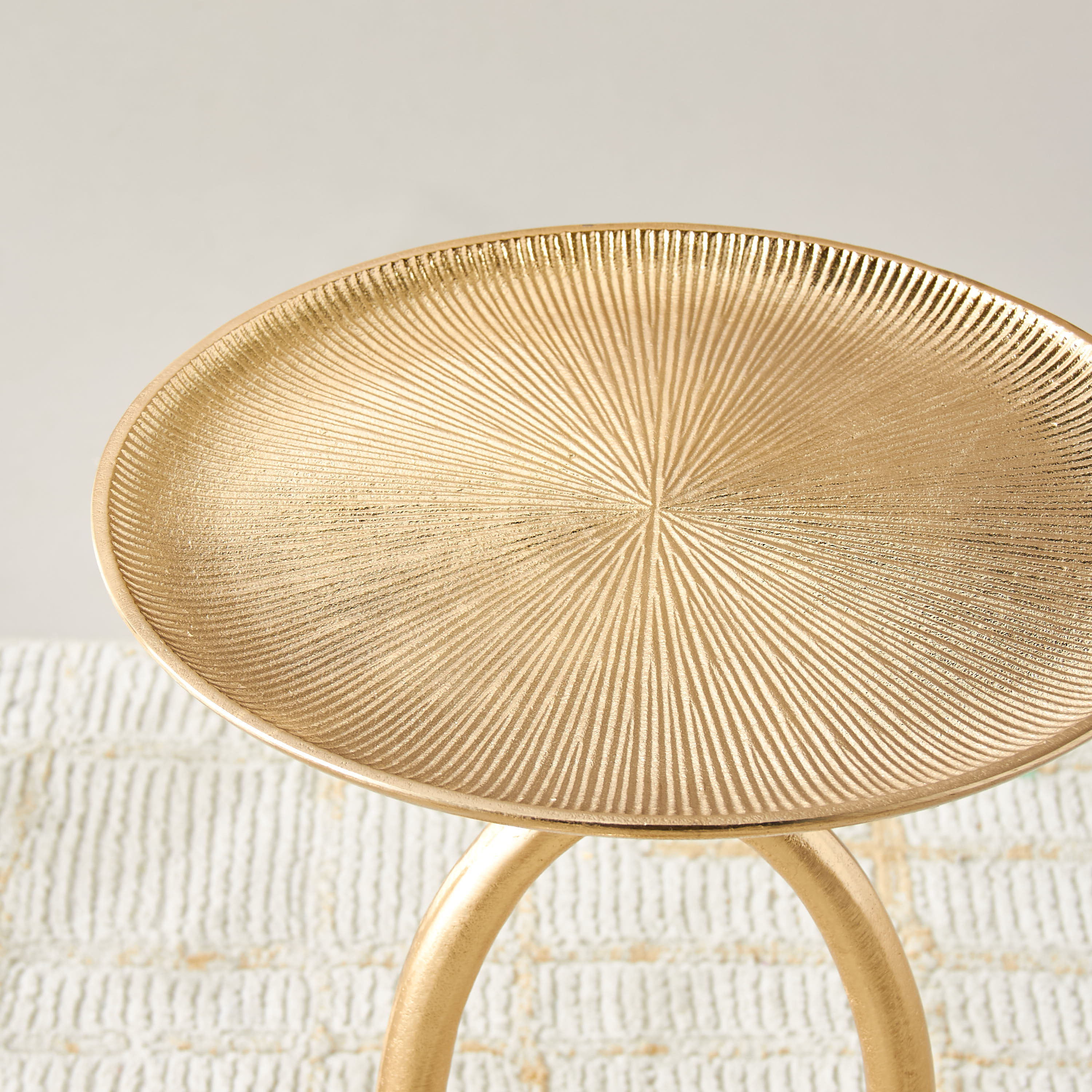 Ribbed Oval Metal Top Accent Table - 30x55 cms-furniture-livingroom-sideandendtables-image-4