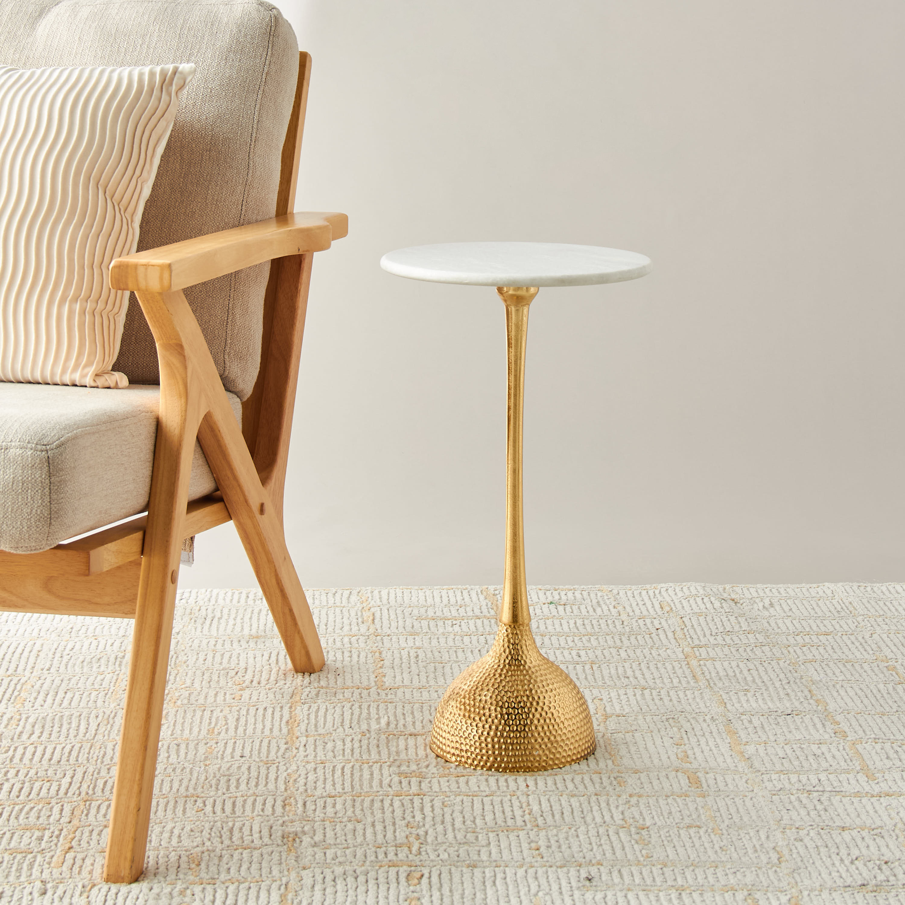 Hammered Marble Top Side Table-furniture-livingroom-sideandendtables-image-2