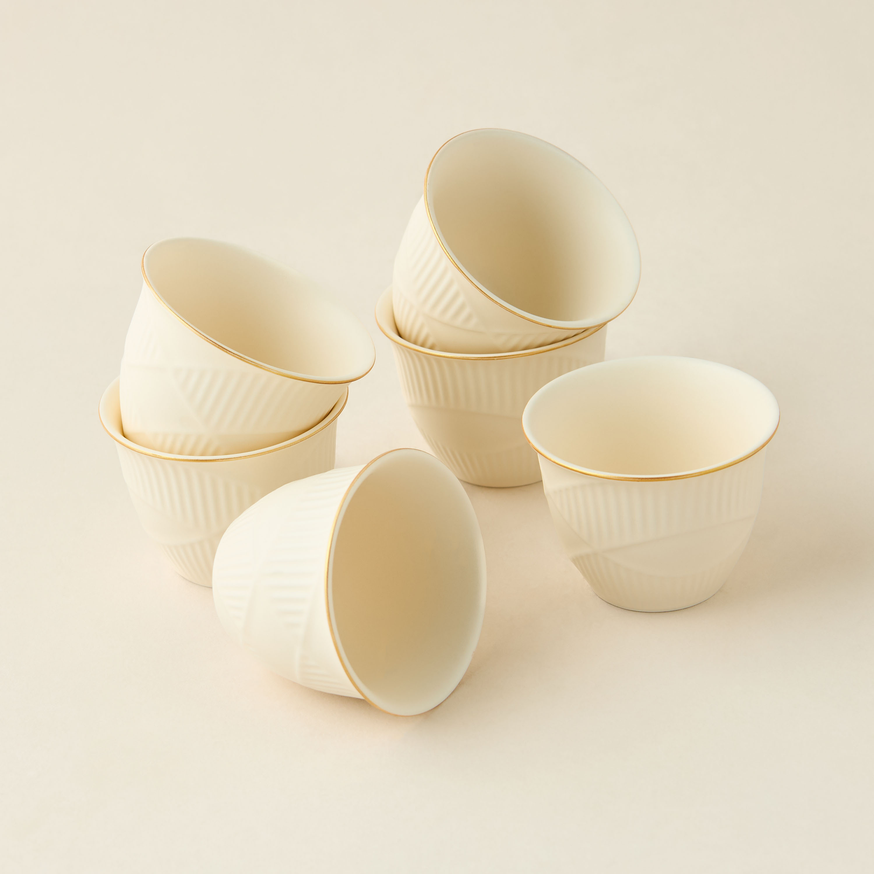 Hiba Textured 6-Piece New Bone China Kahwa Cup Set - 70 ml-household-dining-teaandcoffee-teaandcoffeesets-image-4