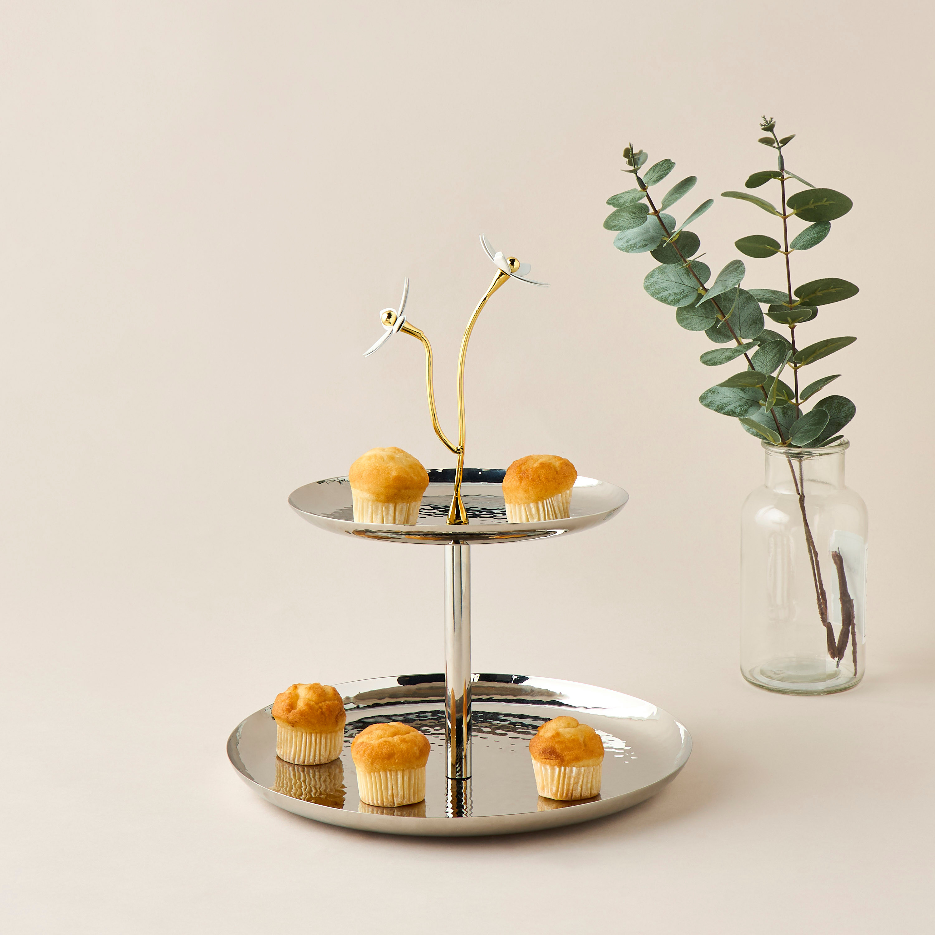 Textured Steel 2-Tier Cake Stand - 28 cms-household-dining-serveware-cakestands-image-2