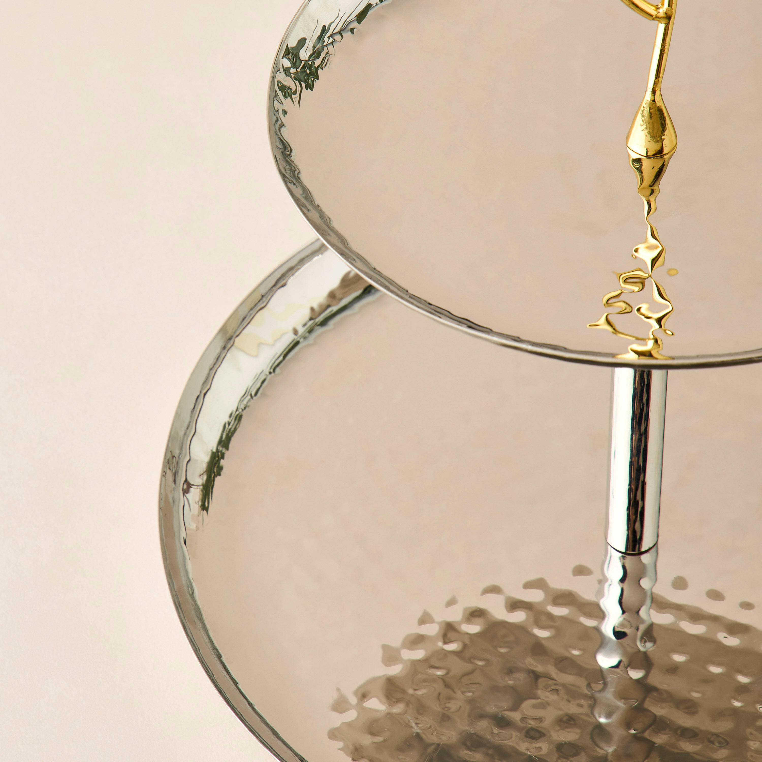 Textured Steel 2-Tier Cake Stand - 28 cms-household-dining-serveware-cakestands-image-3