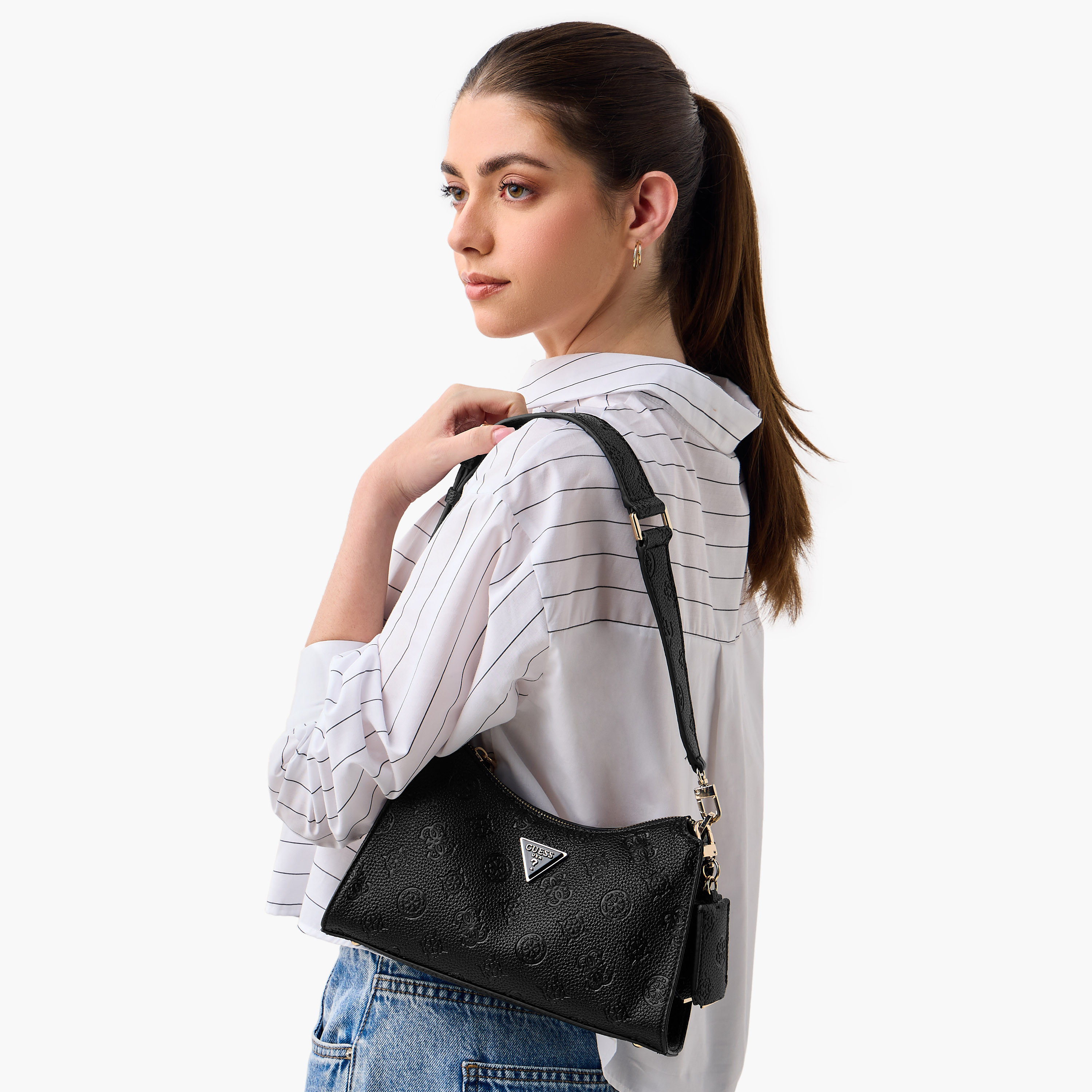 Guess Cresidia Embossed Shoulder Bag with Zip Closure-women-bagsandwallets-handbags-image-2
