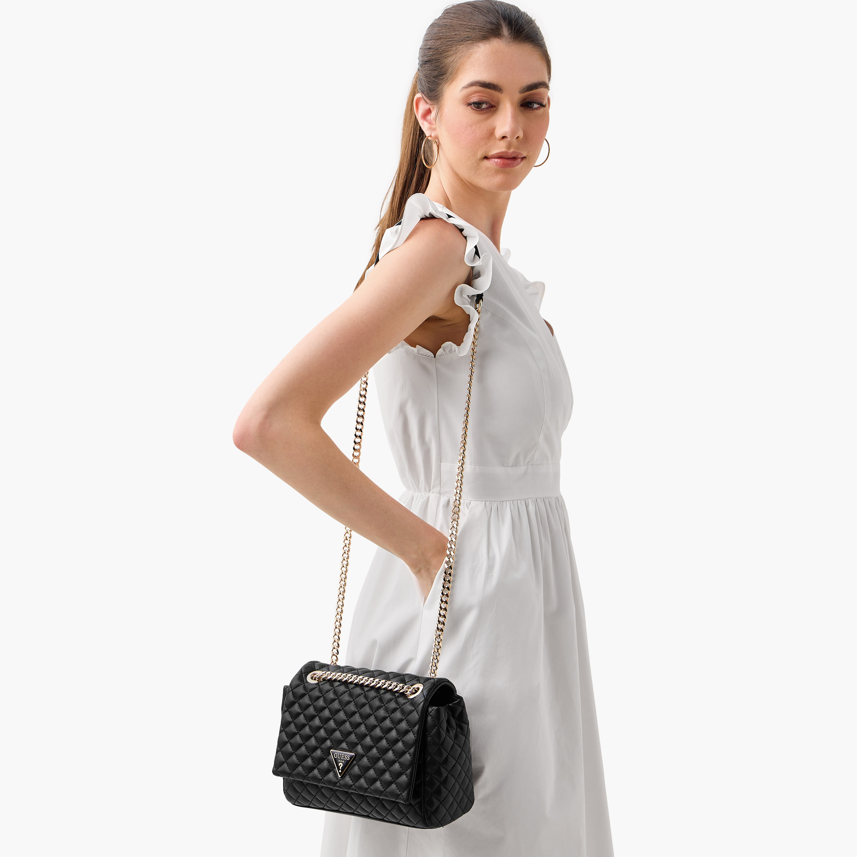 Guess Cresidia Quilted Crossbody Bag with Chain Strap-women-bagsandwallets-handbags-image-2