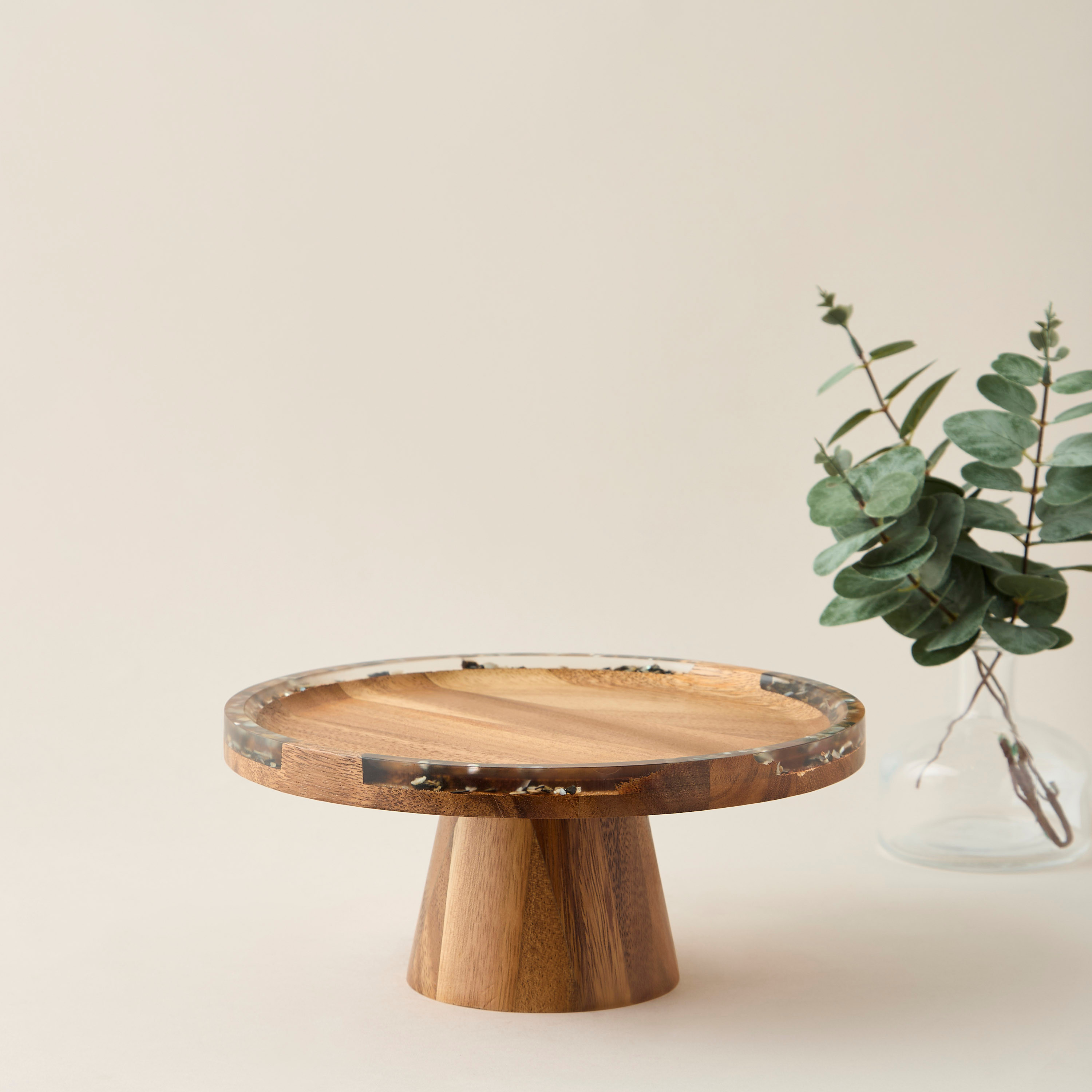 Acacia Wood Resin Accent Footed Cake Stand-household-dining-serveware-servingplatters-image-1