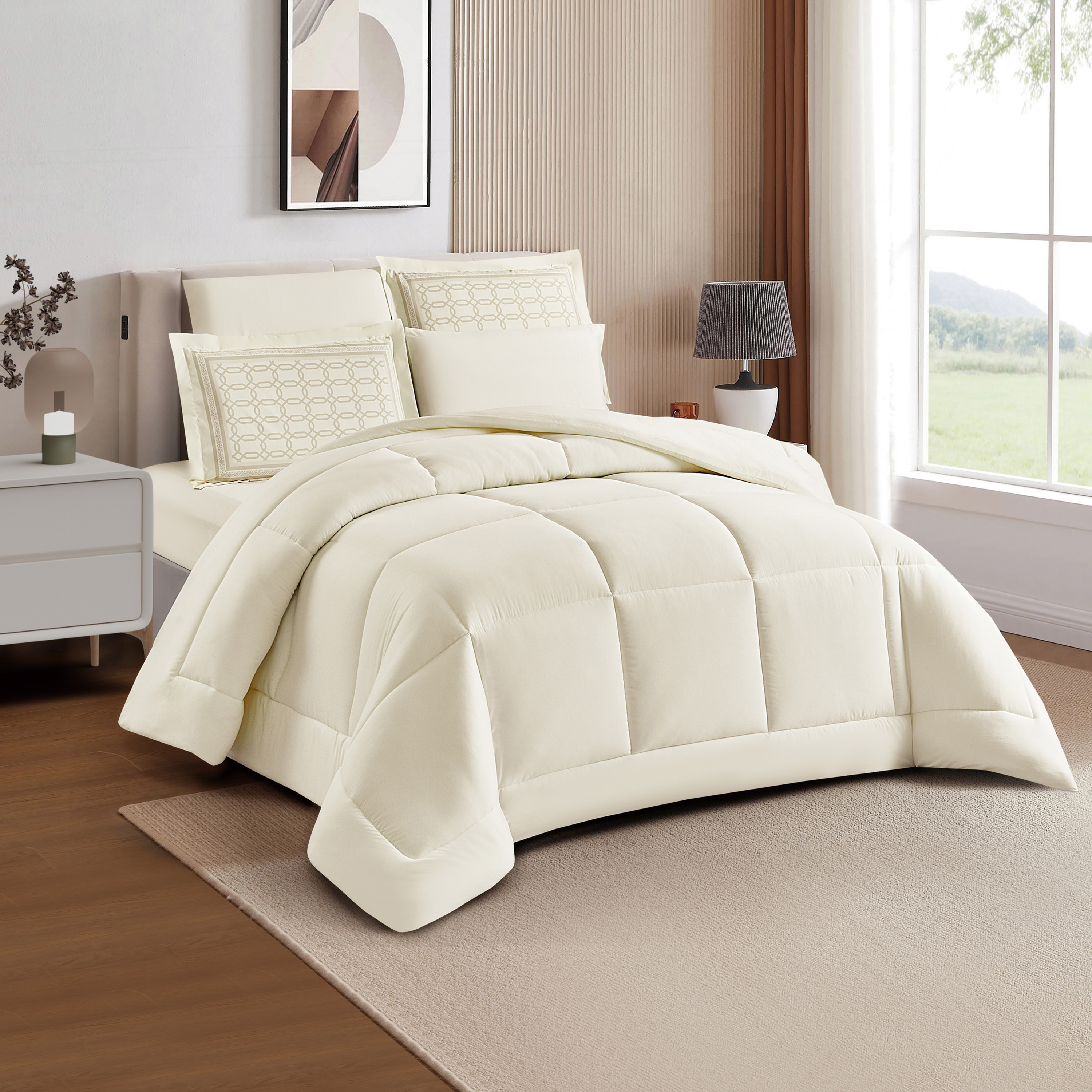 Unique Home Amanda 6-Piece King Quilted Comforter Set - 260x240 cm-household-bedding-comfortersandbedspreads-bedinabag-image-1
