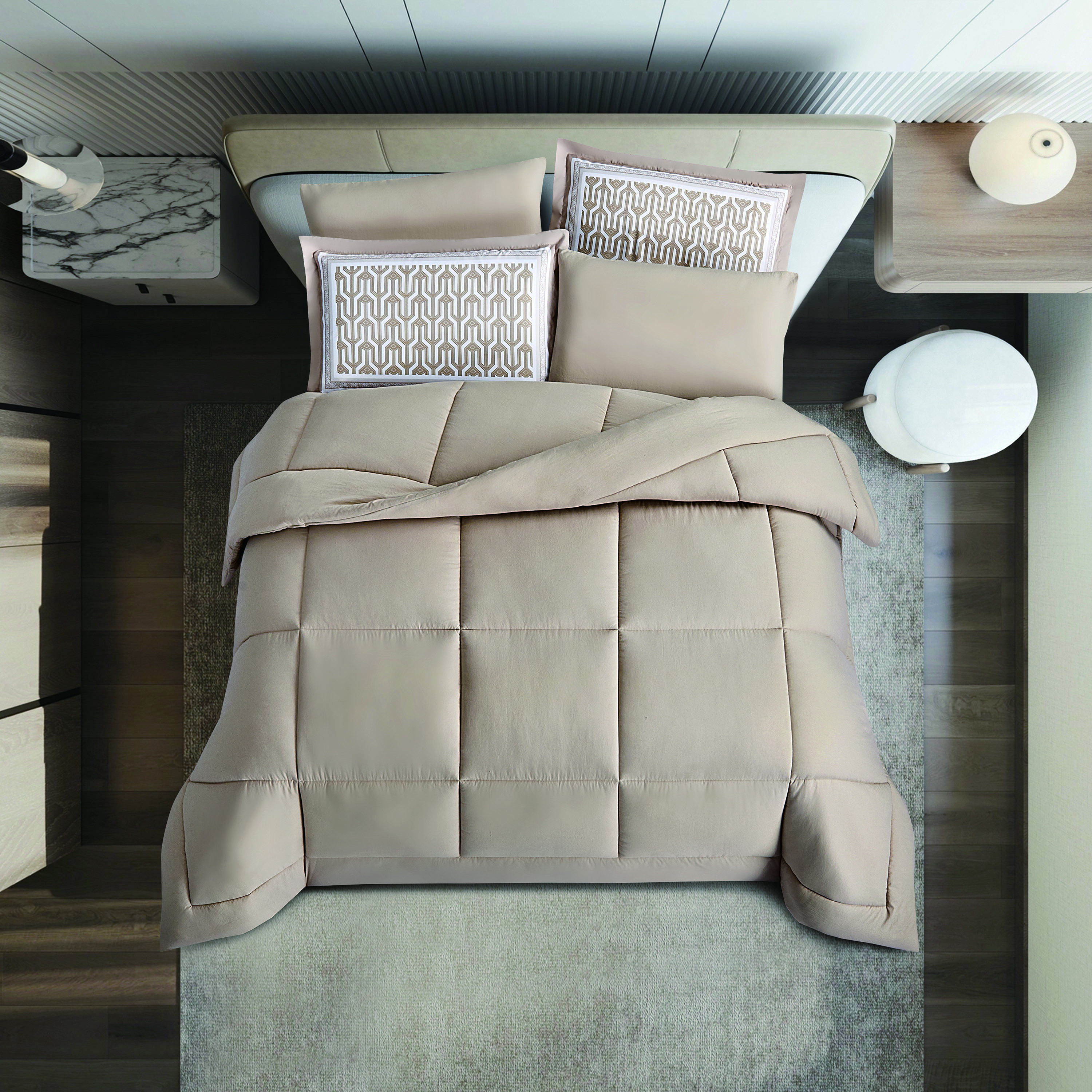 طقم لحاف كينج سادة 6 قطع من يونيك هوم - 260×240 سم-household-bedding-comfortersandbedspreads-comforters-image-7