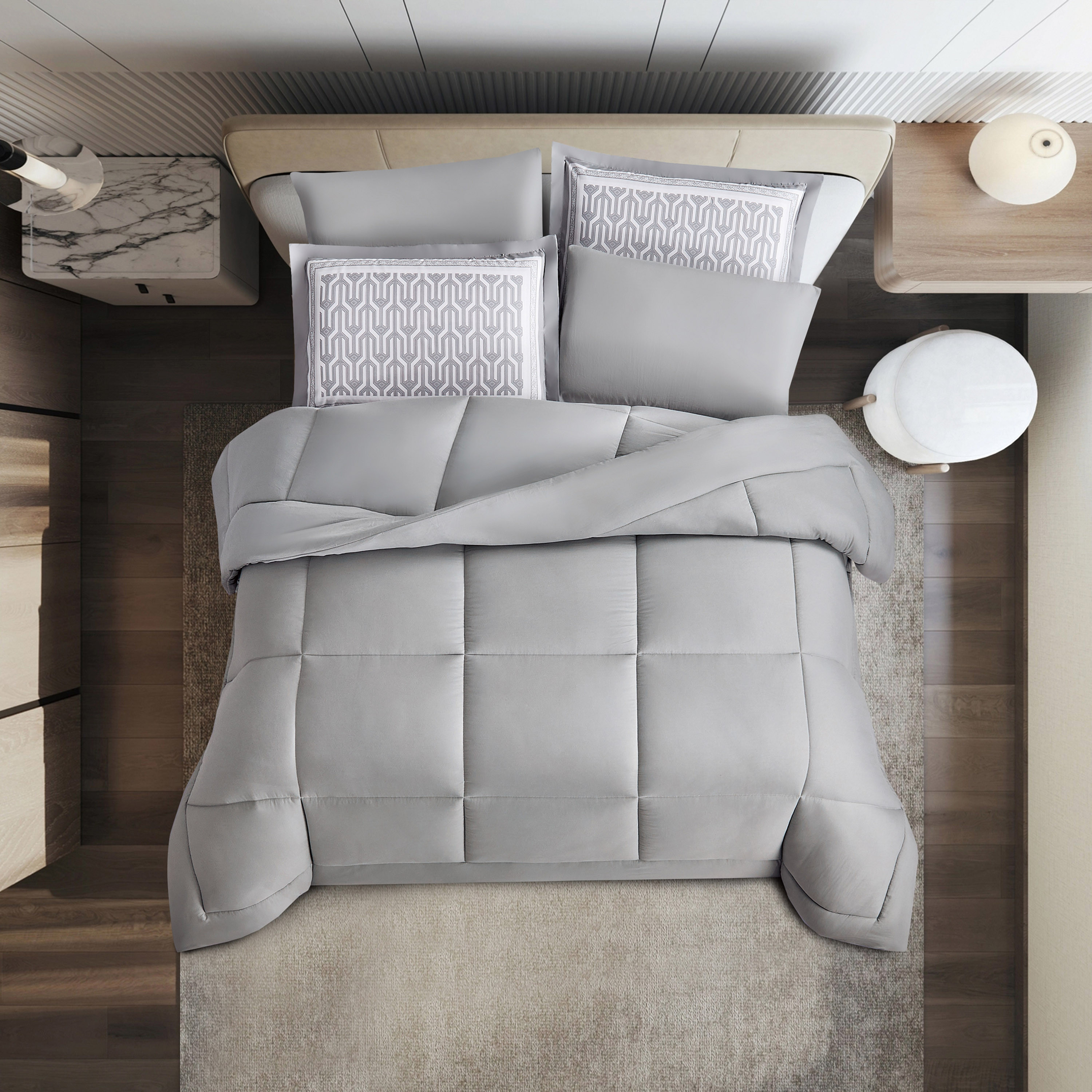 طقم لحاف كينج مبطن 6 قطع من يونيك هوم أماندا - 240×260 سم-household-bedding-comfortersandbedspreads-comforters-image-2