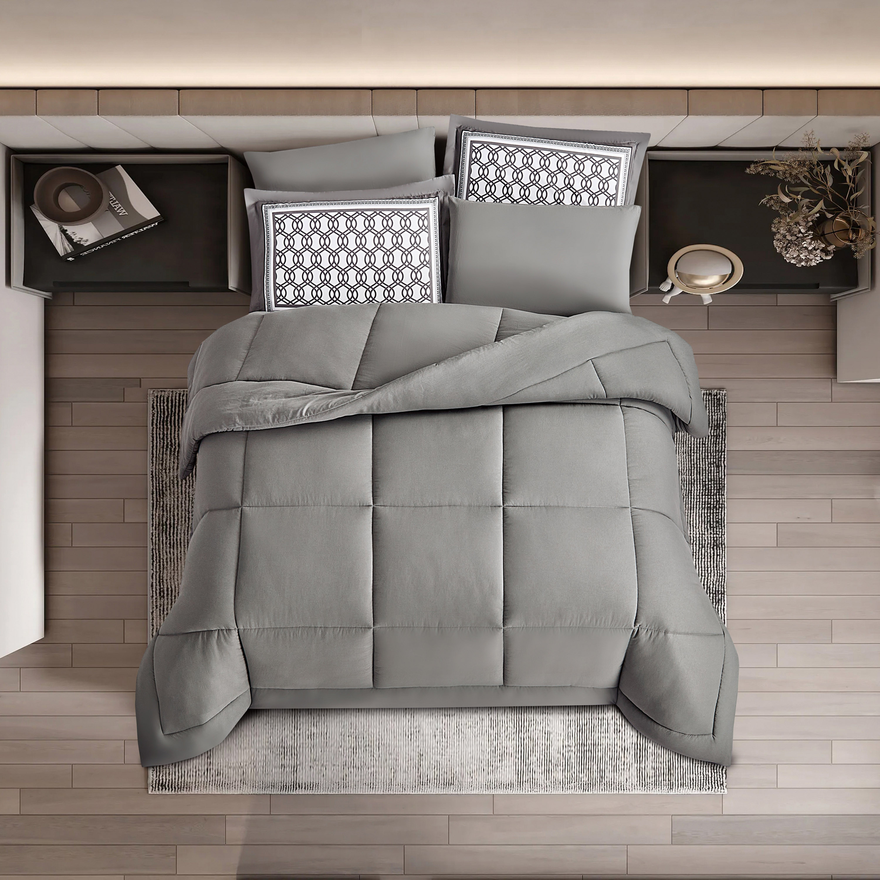 Unique Home 6-Piece Solid Microfibre King Comforter Set - 260x240 cms-household-bedding-comfortersandbedspreads-comforters-image-2