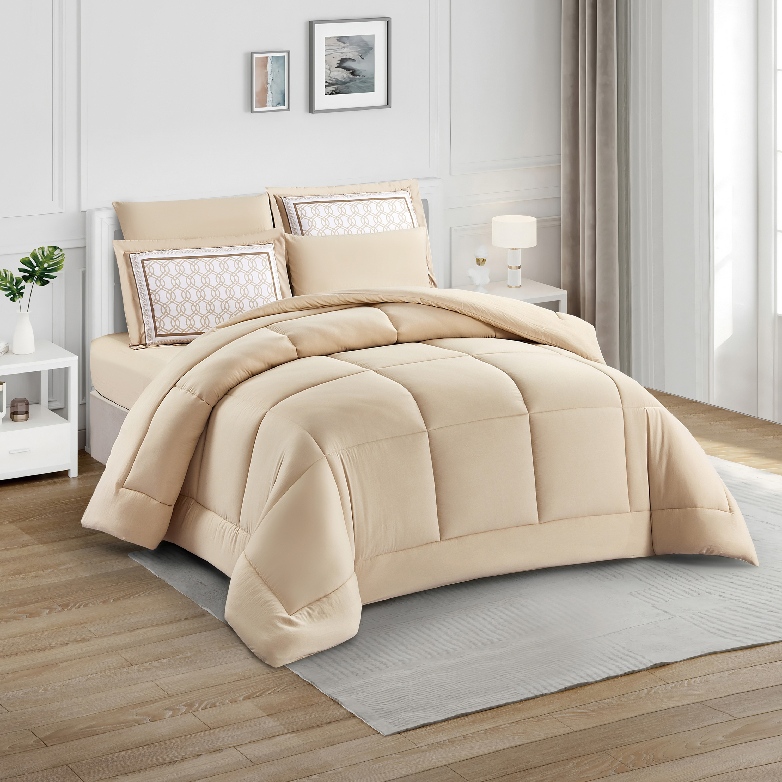 Unique Home Amanda 4-Piece Twin Quilted Comforter Set - 240x170 cm-household-bedding-comfortersandbedspreads-comforters-image-1