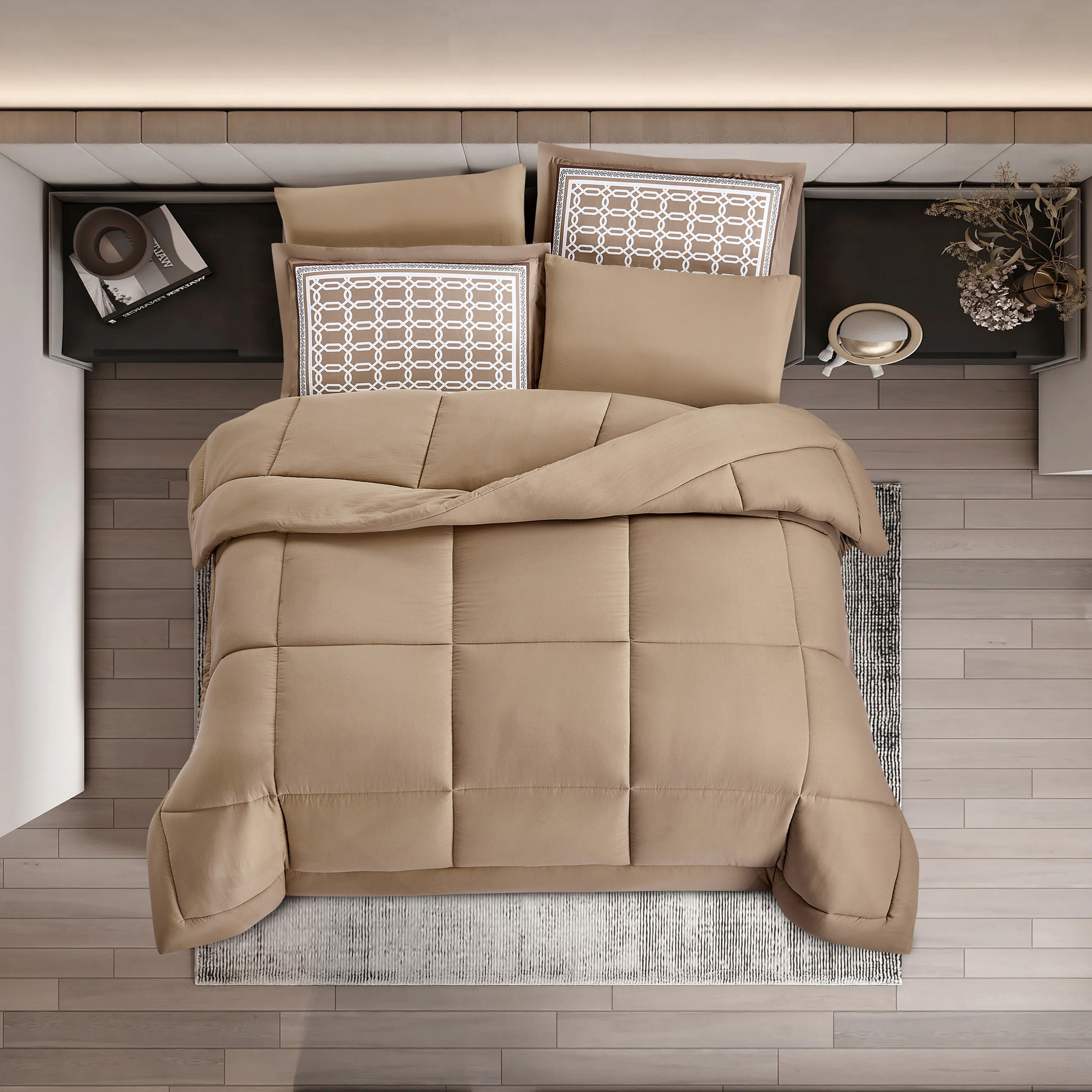 طقم لحاف سادة توين من الألياف الدقيقة 4 قطع من يونيك هوم - 240×170 سم-household-bedding-comfortersandbedspreads-comforters-image-2
