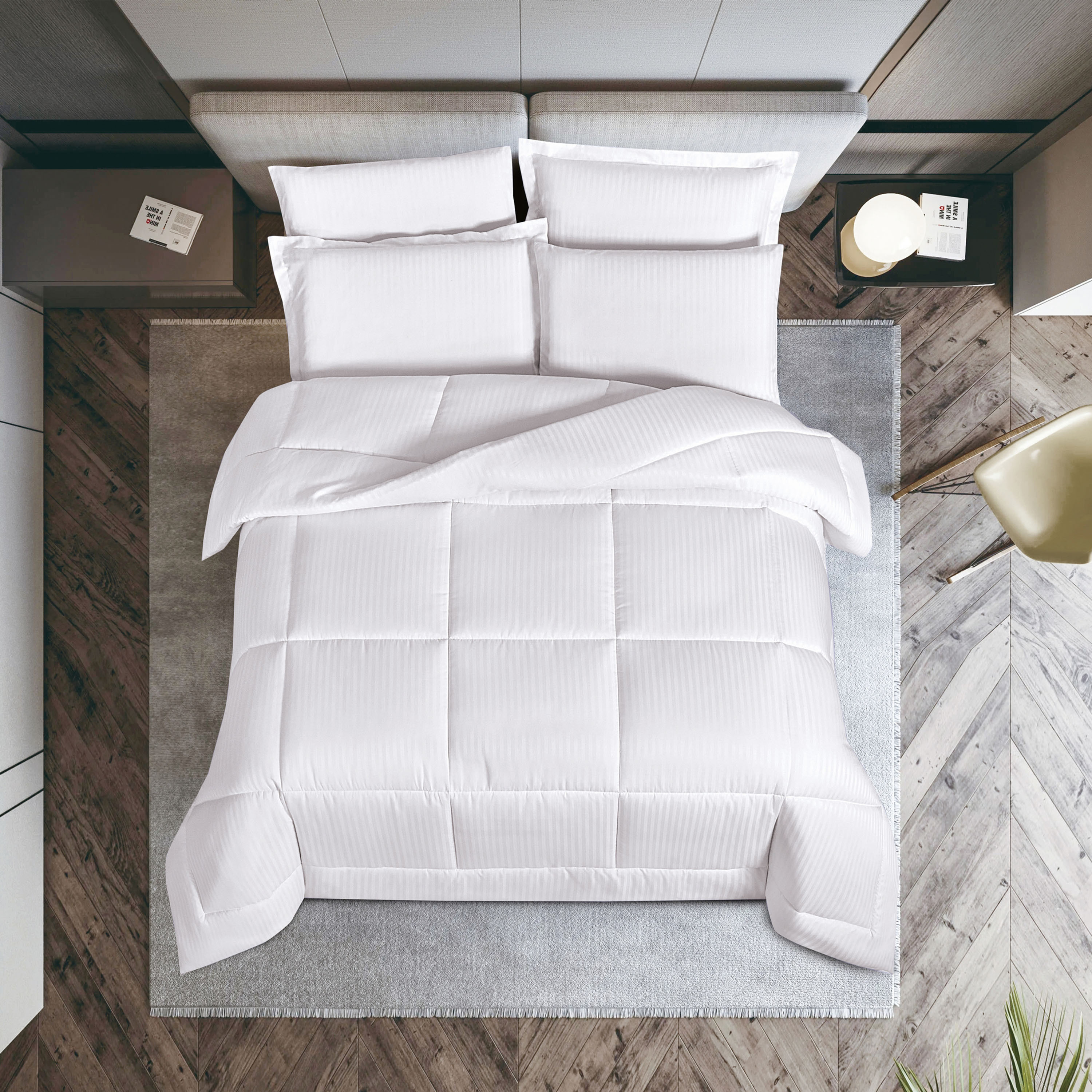 Unique Home Hampton 6-Piece Striped King Comforter Set - 240x260 cms-household-bedding-comfortersandbedspreads-bedinabag-image-2