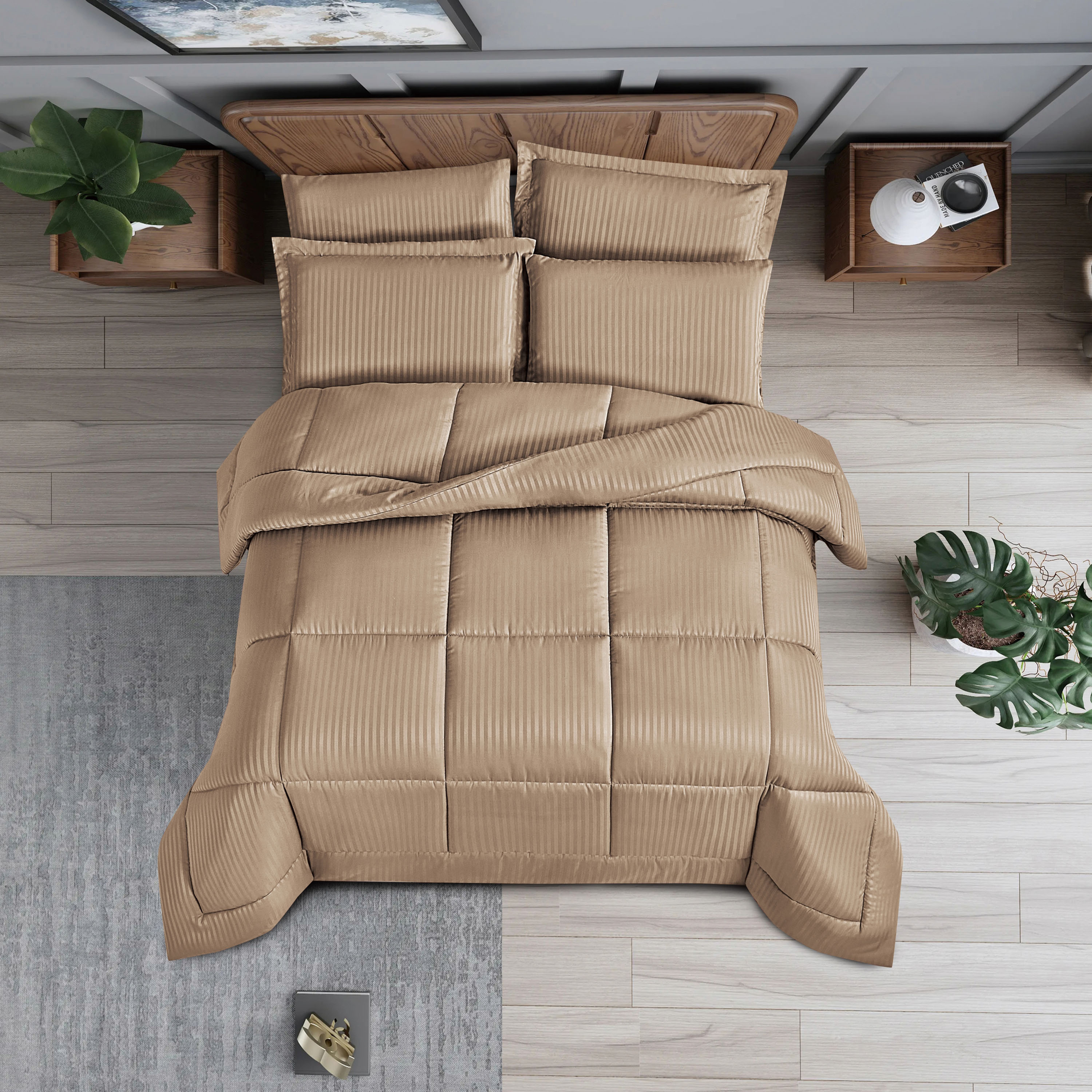Unique Home Hampton 6-Piece Striped King Comforter Set - 240x260 cms-household-bedding-comfortersandbedspreads-comforters-image-2