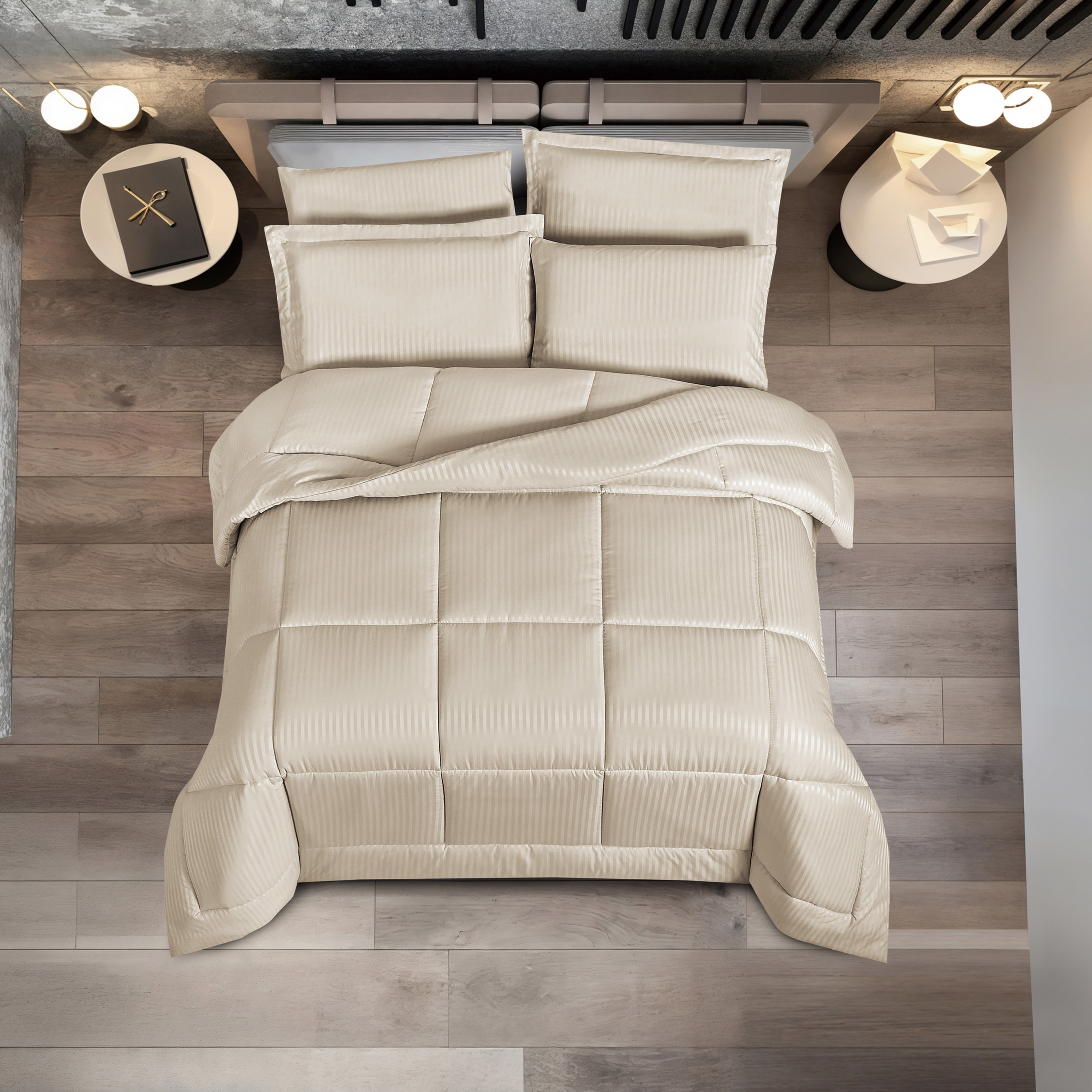Unique Home Hampton 4-Piece Twin Striped Comforter Set - 240x170 cm-household-bedding-comfortersandbedspreads-bedinabag-image-2