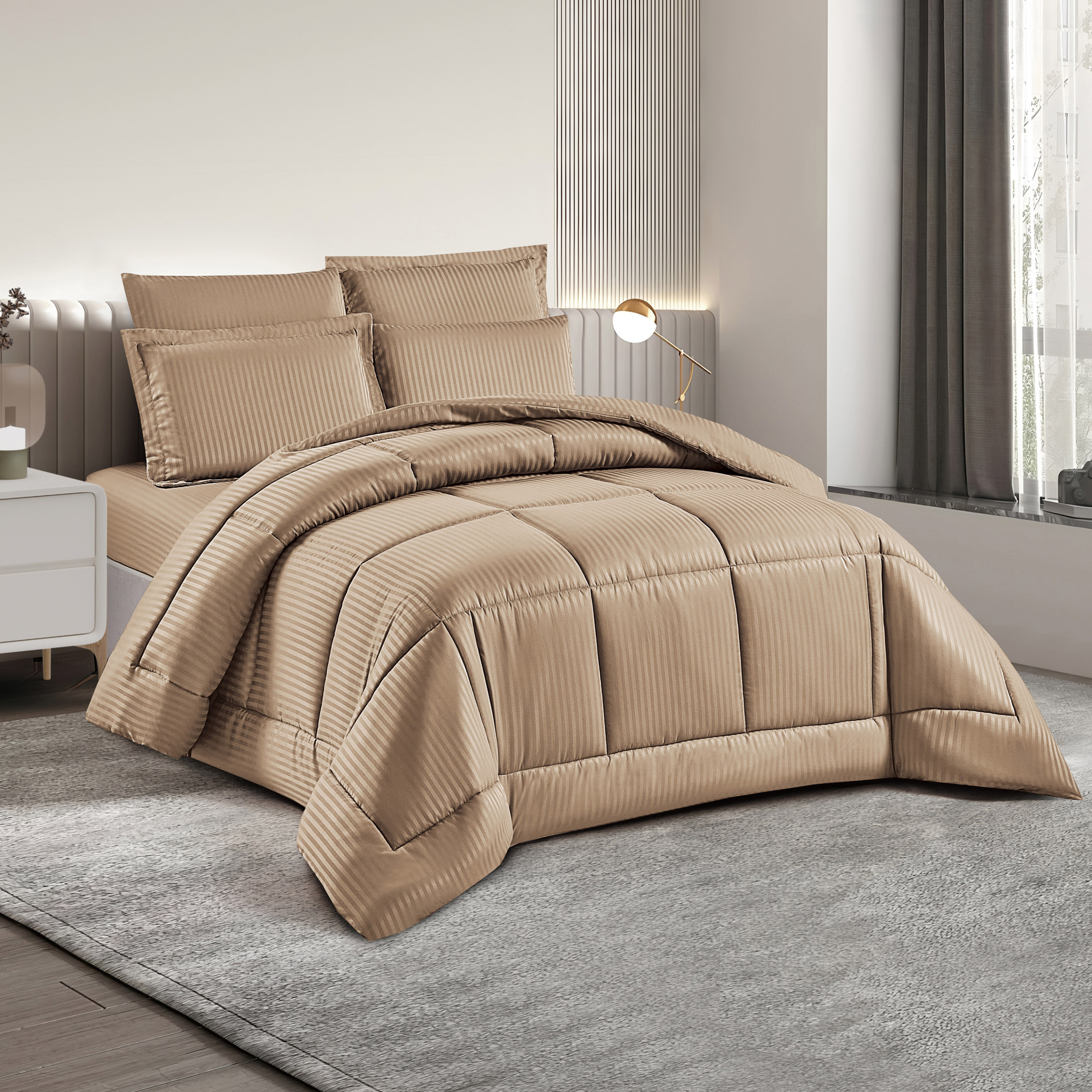 Unique Home Hampton 4-Piece Striped Twin Comforter Set - 170x240 cms-household-bedding-comfortersandbedspreads-comforters-image-1