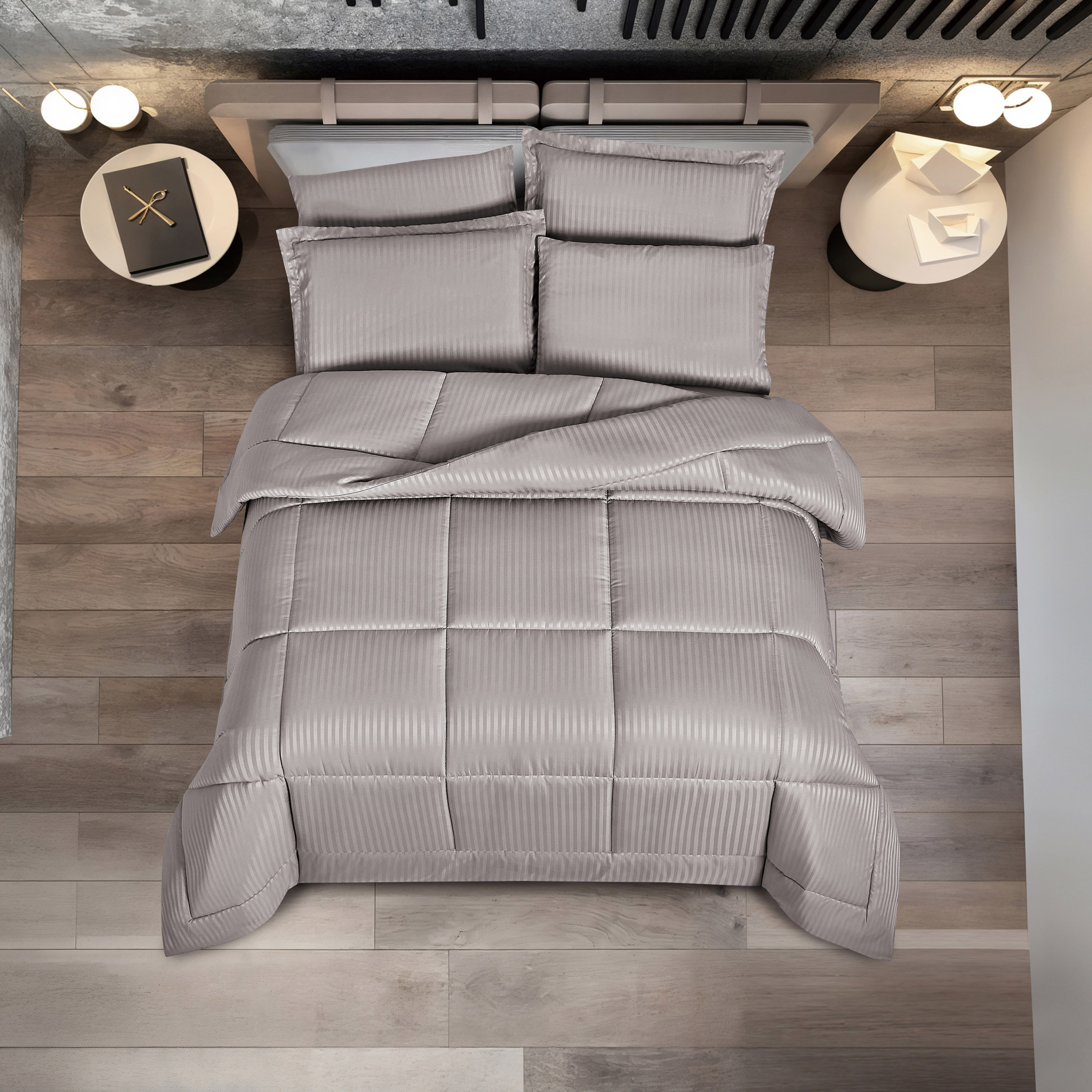 طقم لحاف توين مخطط 4 قطع من يونيك هوم هامبتون - 170×240 سم-household-bedding-comfortersandbedspreads-comforters-image-2