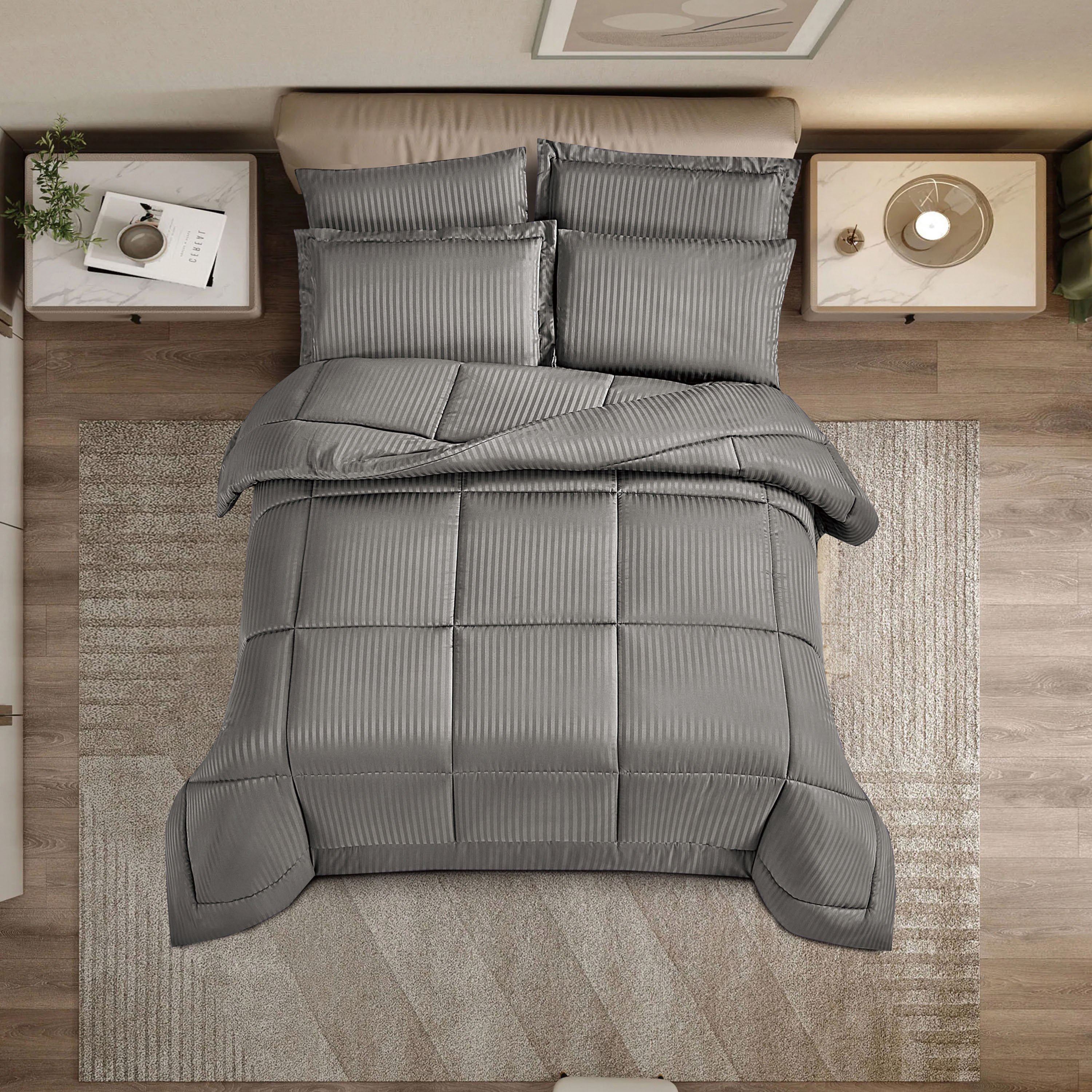 Unique Home Hampton 4-Piece Twin Striped Comforter Set - 170x240 cm-household-bedding-comfortersandbedspreads-bedinabag-image-2