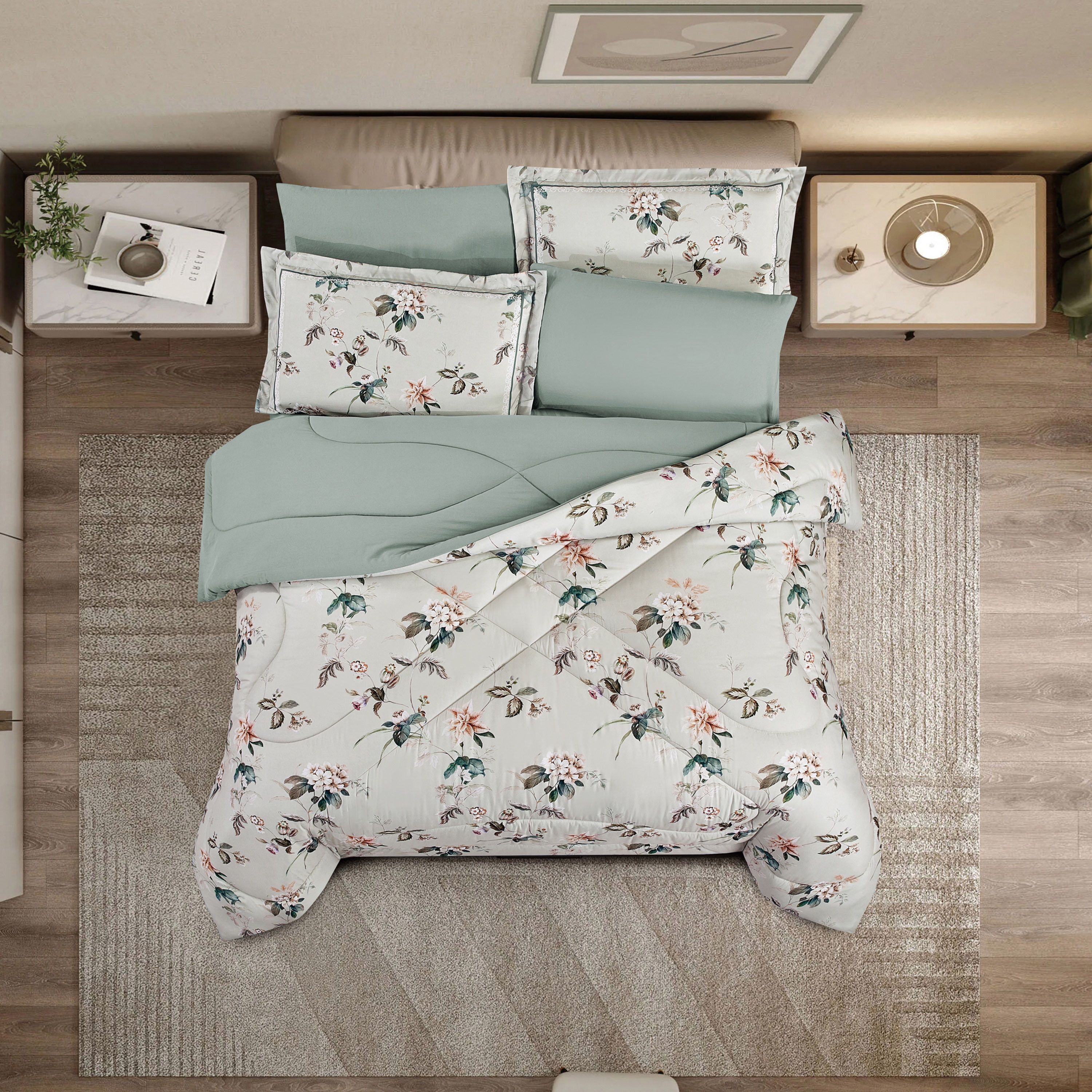 طقم لحاف توين بطبعات 4 قطع أوليفيا من يونيك هوم -  230x170 سم-household-bedding-comfortersandbedspreads-bedinabag-image-2