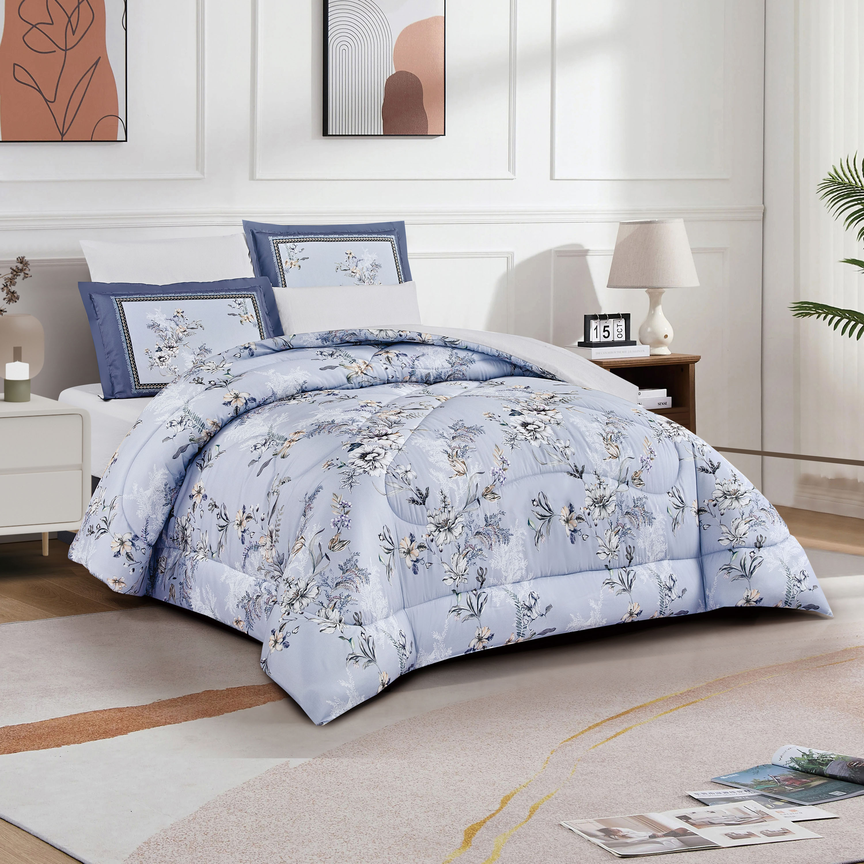 Unique Home Olivia 4-Piece Twin Printed Comforter Set - 240x170 cm-household-bedding-comfortersandbedspreads-comforters-image-1